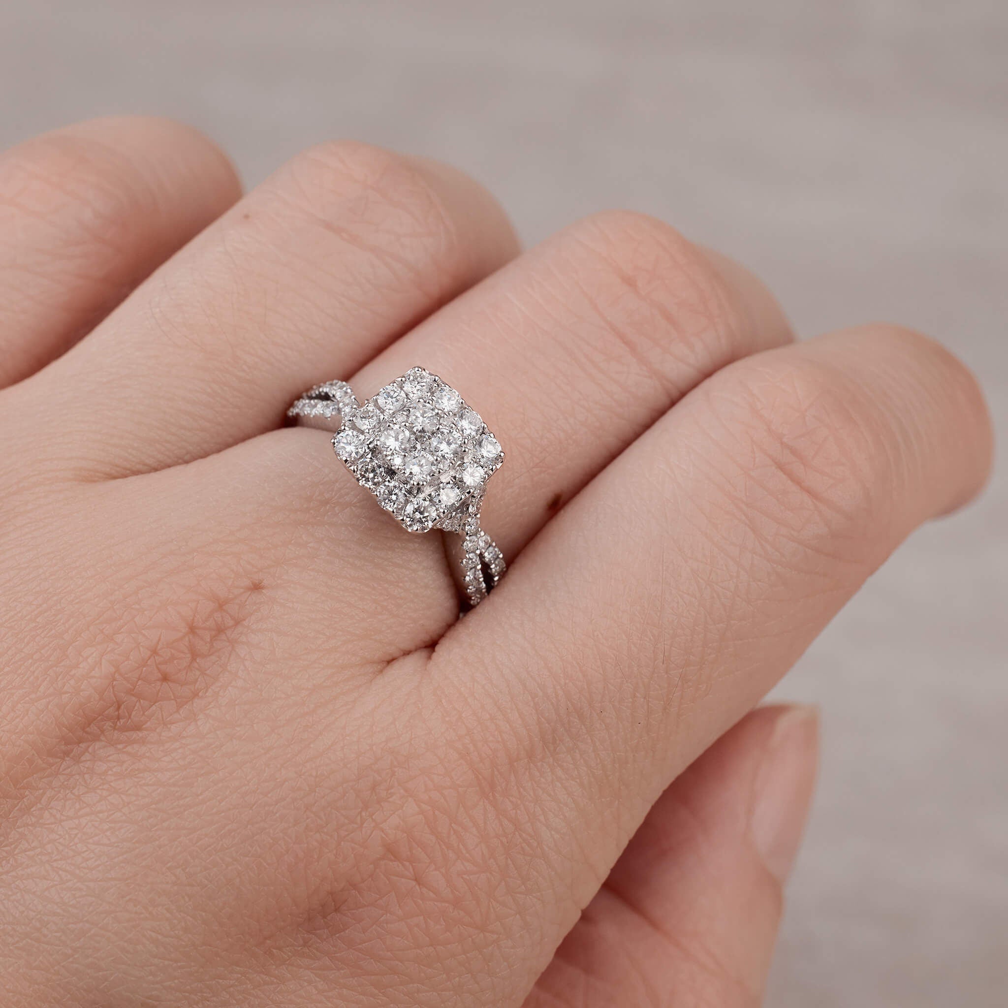 1.09 ct.tw.Classic Diamond Halo Ring - Jewelry And Store