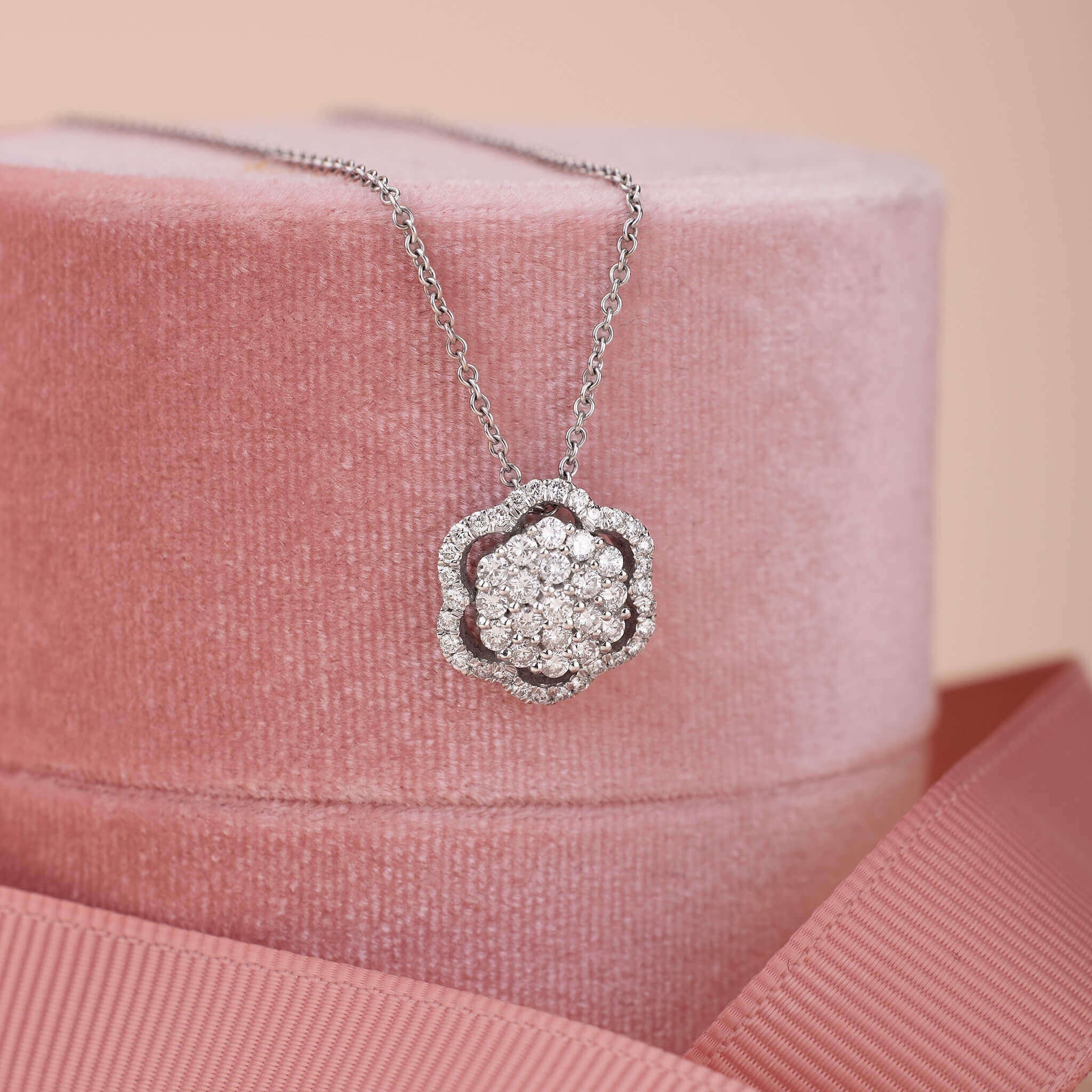 0.63 ct.tw. Natural Diamond Sun Flower Pendant - Jewelry And Store