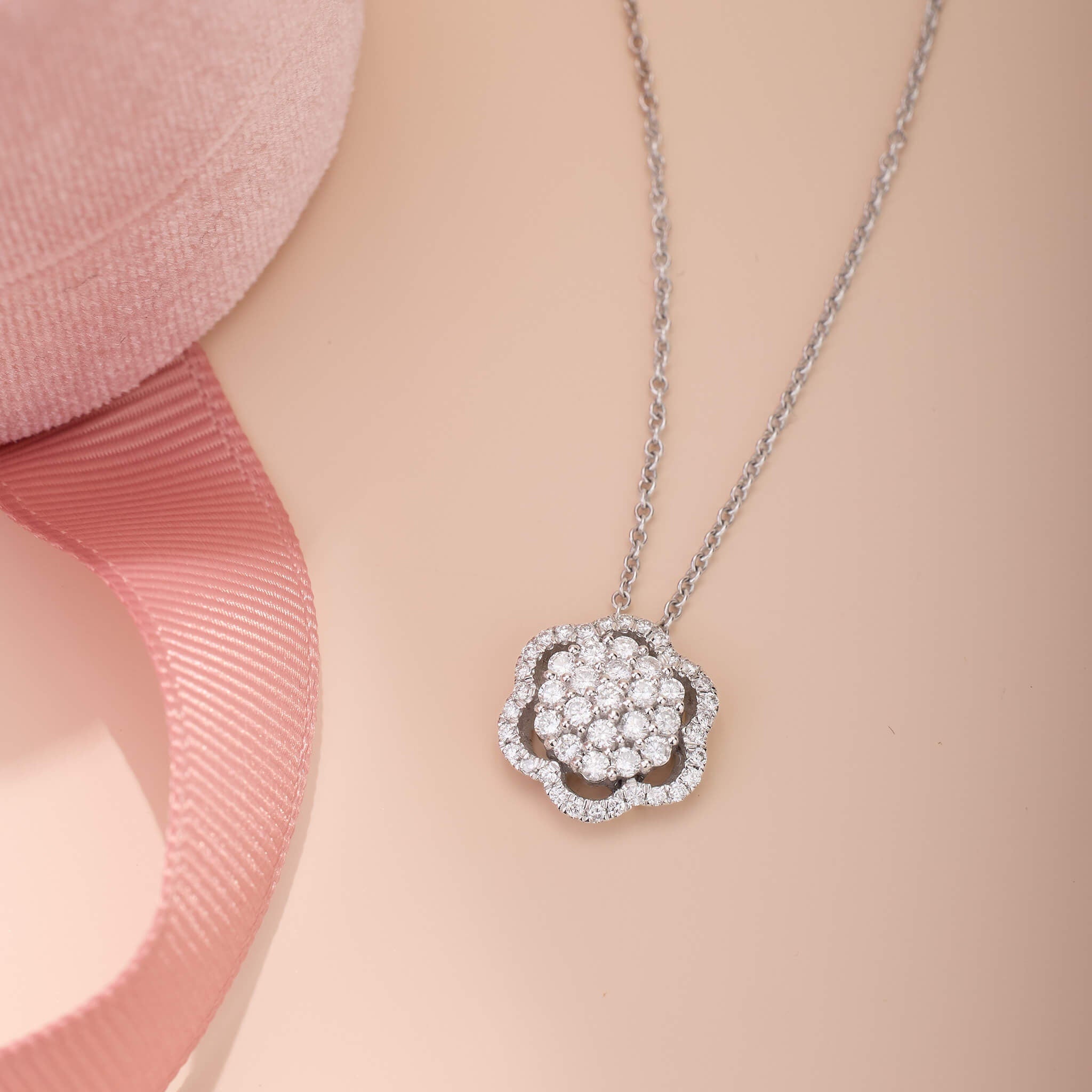 0.63 ct.tw. Natural Diamond Sun Flower Pendant - Jewelry And Store