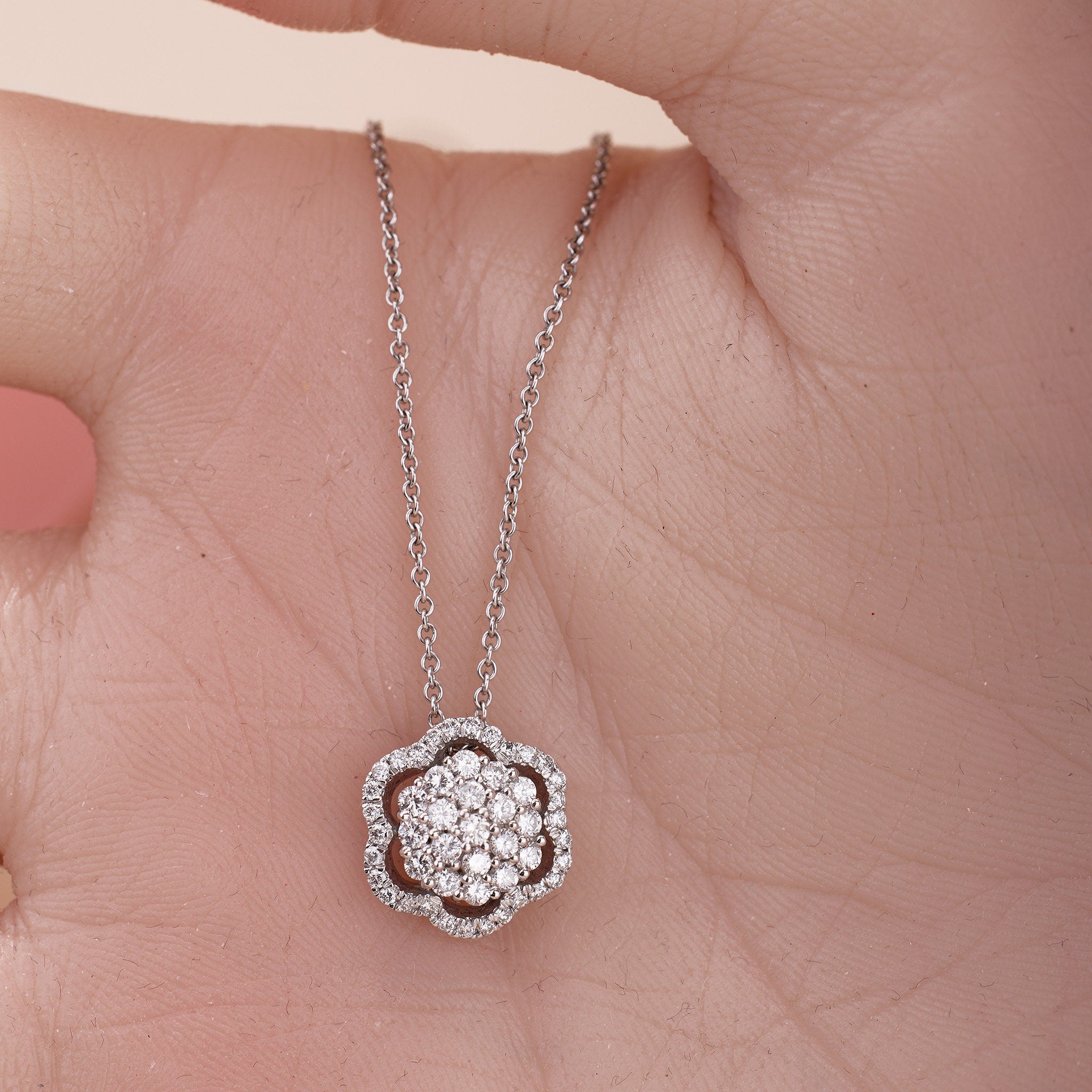 0.63 ct.tw. Natural Diamond Sun Flower Pendant - Jewelry And Store