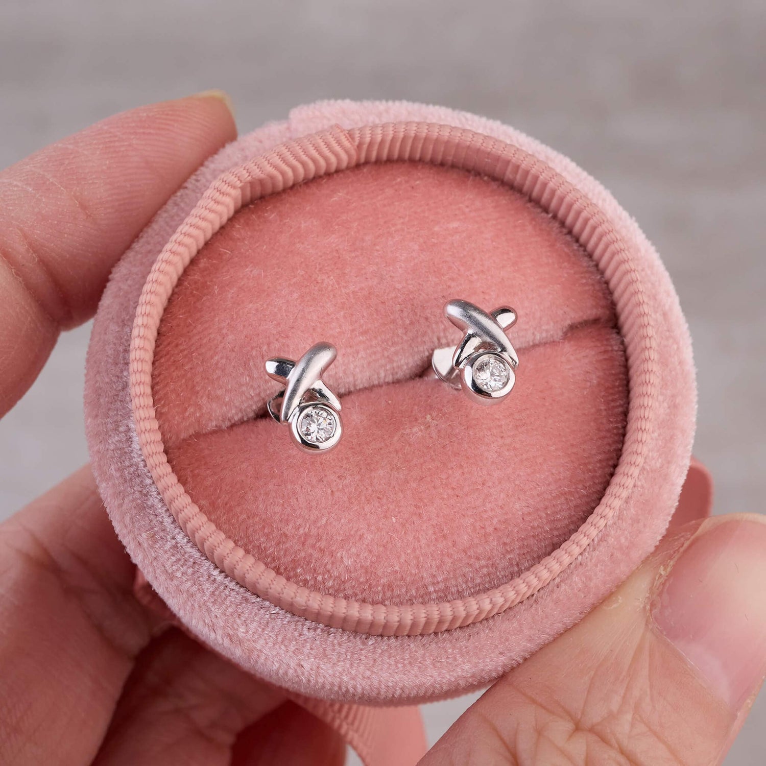Platinum XOXO Natural Diamond Earrings - Jewelry And Store