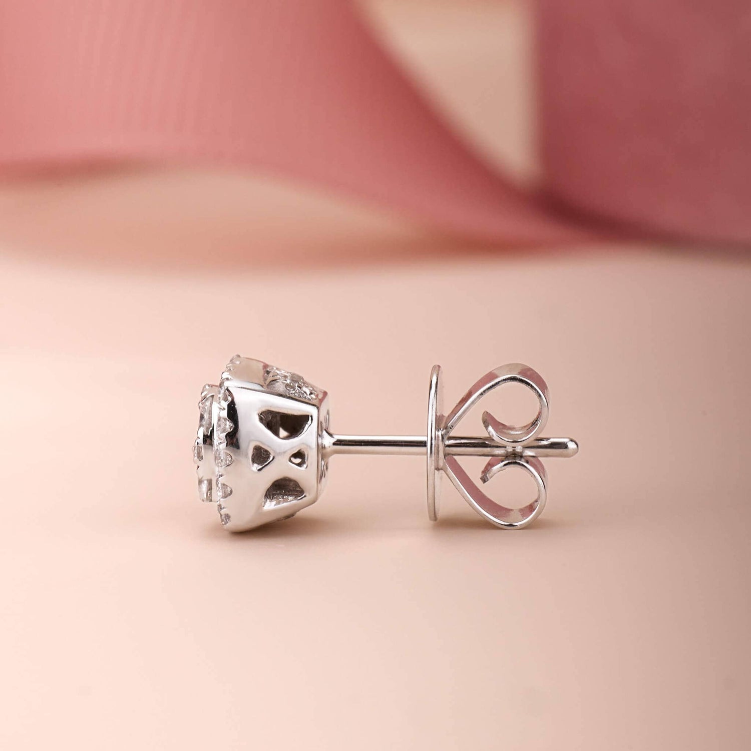 14K Gold Classic Diamond Halo Earrings - Jewelry And Store