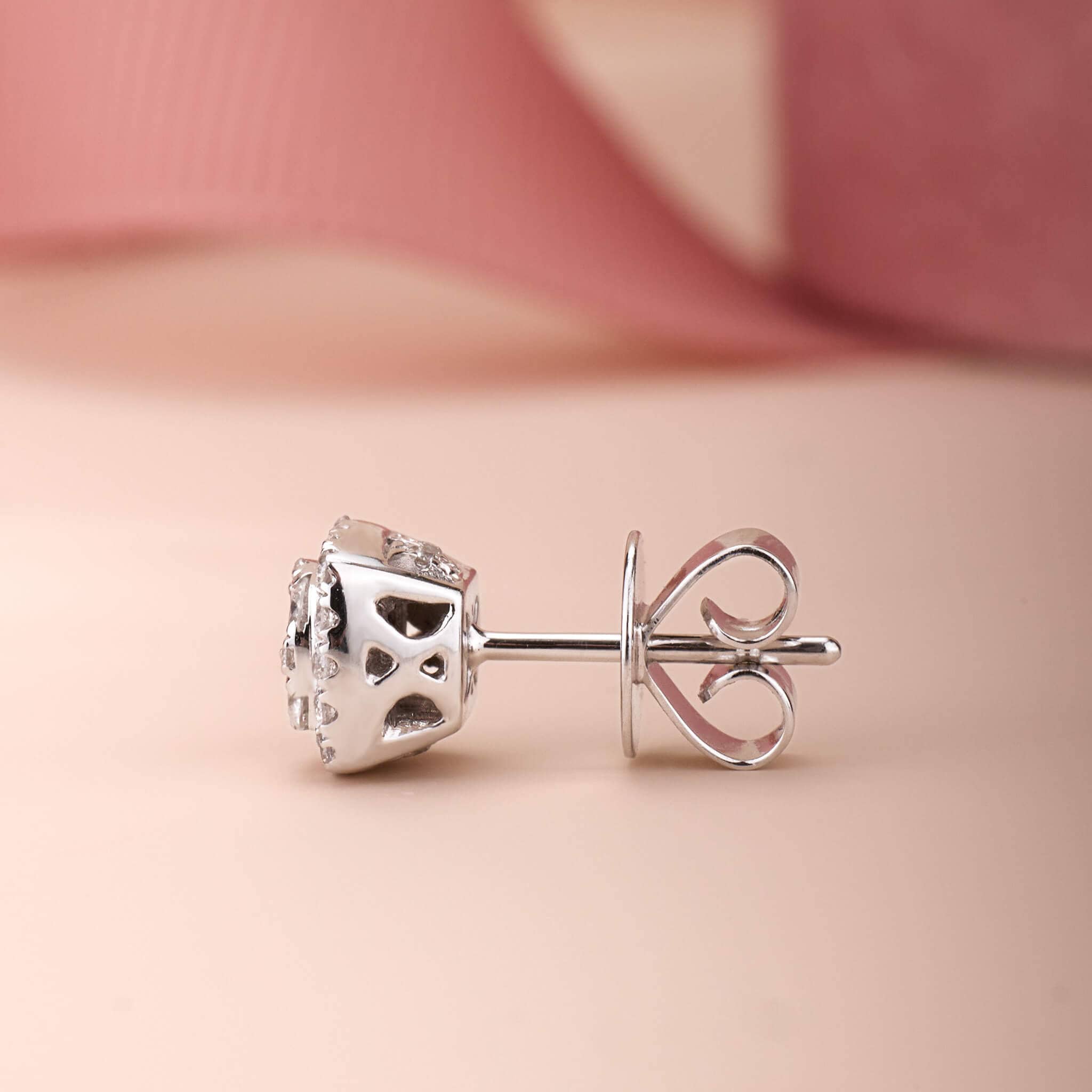 14K Gold Classic Diamond Halo Earrings - Jewelry And Store