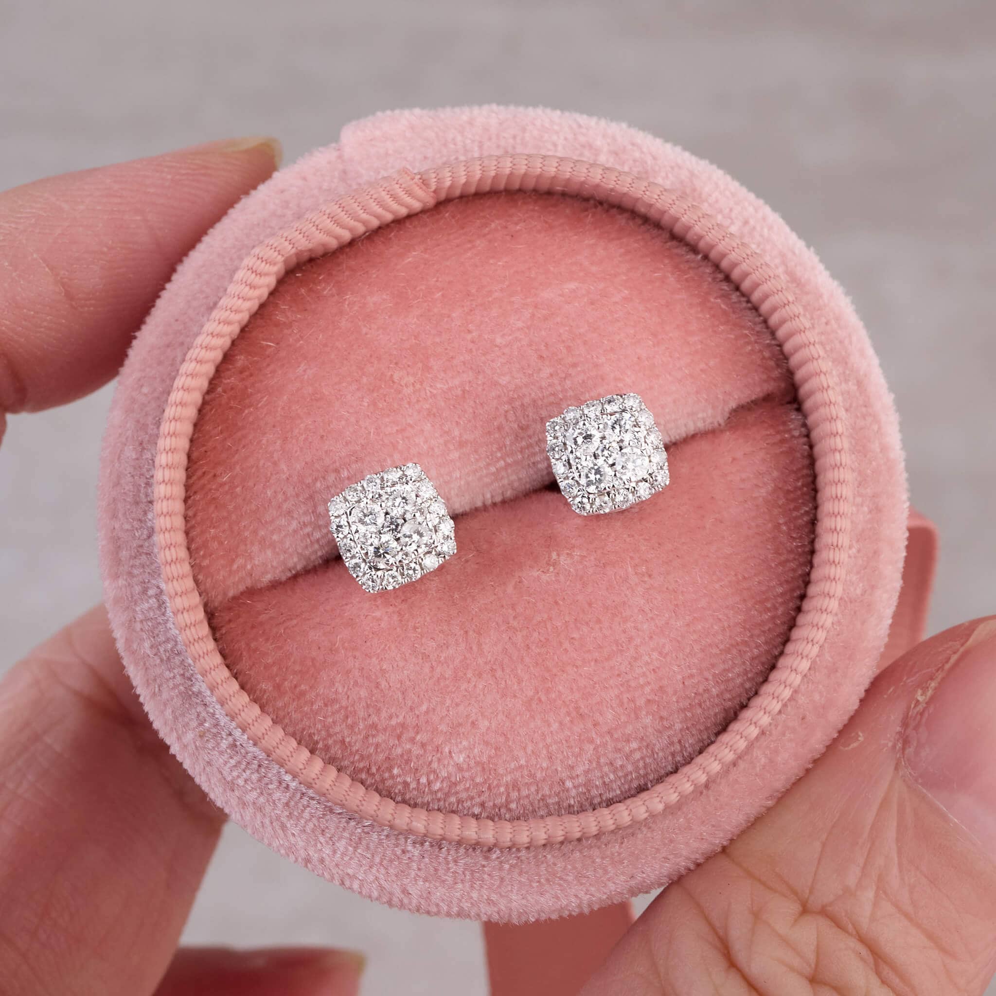 14K Gold Classic Diamond Halo Earrings - Jewelry And Store