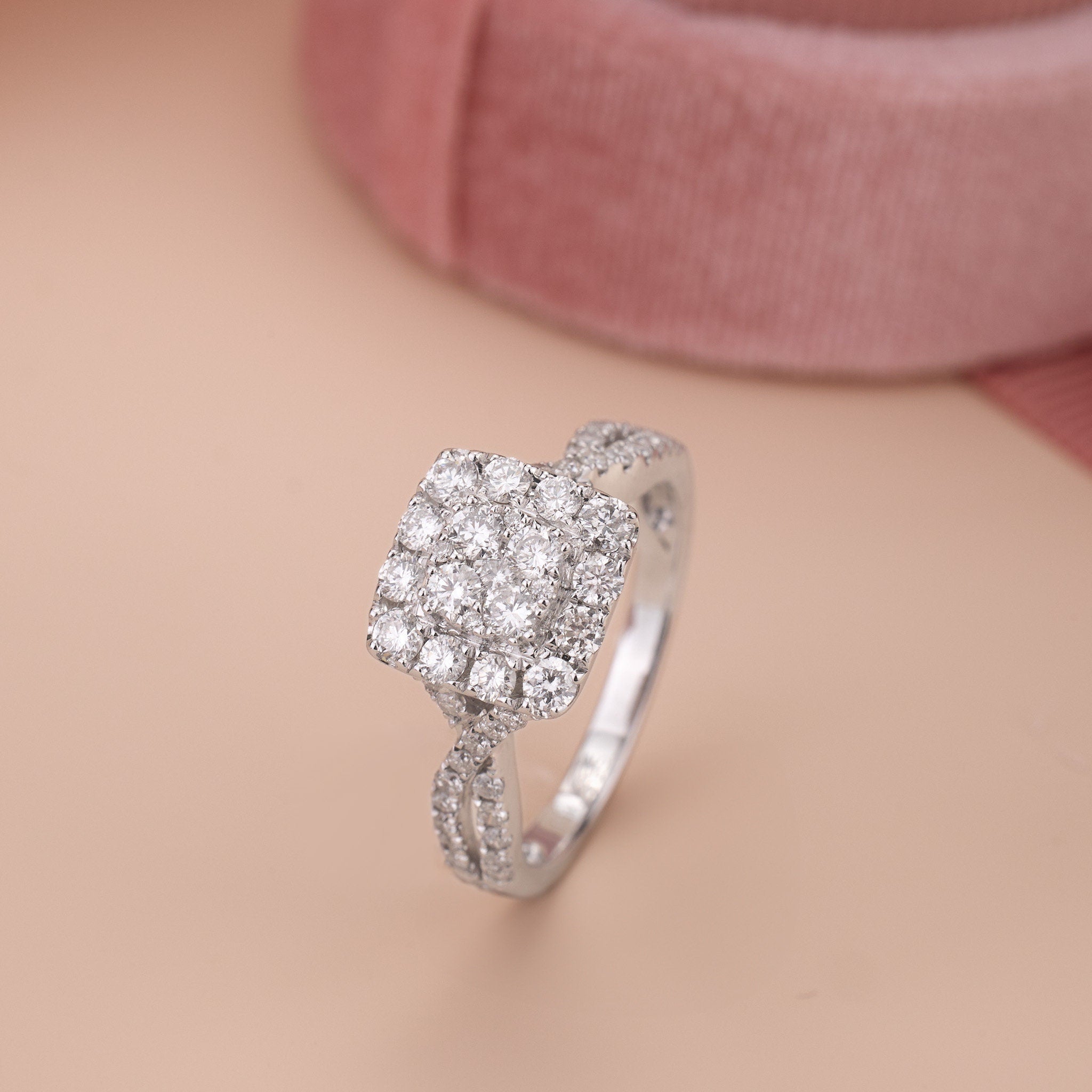 1.09 ct.tw.Classic Diamond Halo Ring - Jewelry And Store