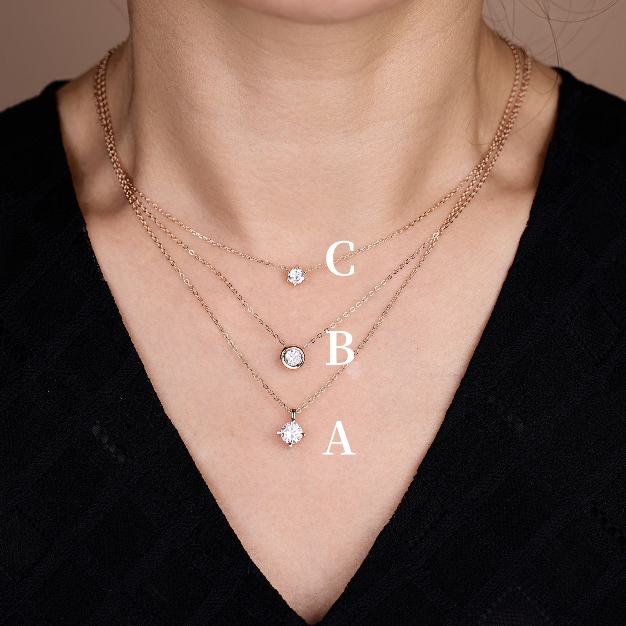 925 Silver Solitiare Diamond Necklace - Jewelry And Store