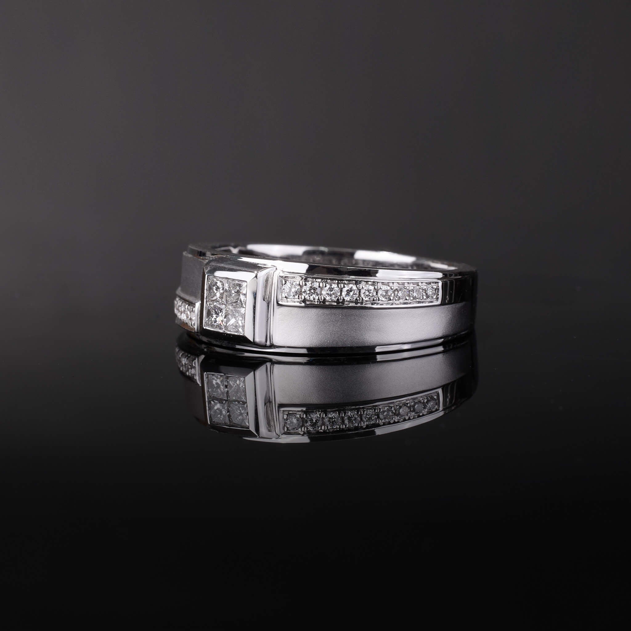 18K Gold Unisex Geometric Band Ring - Jewelry And Store