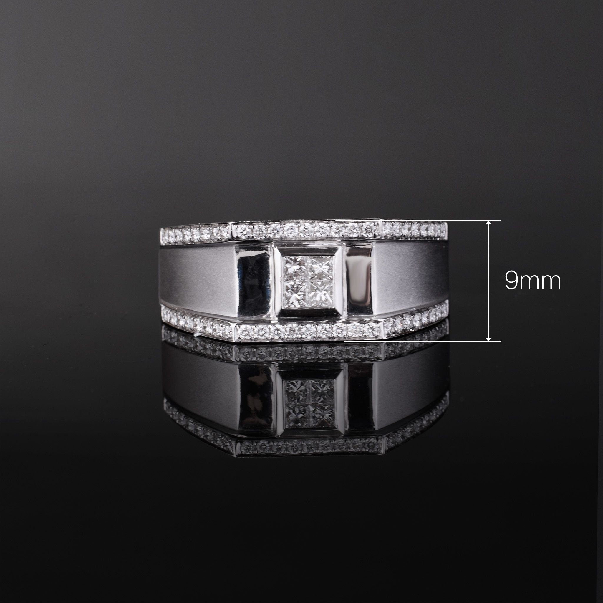 18K Gold Unisex Diamond Signet Ring - Jewelry And Store