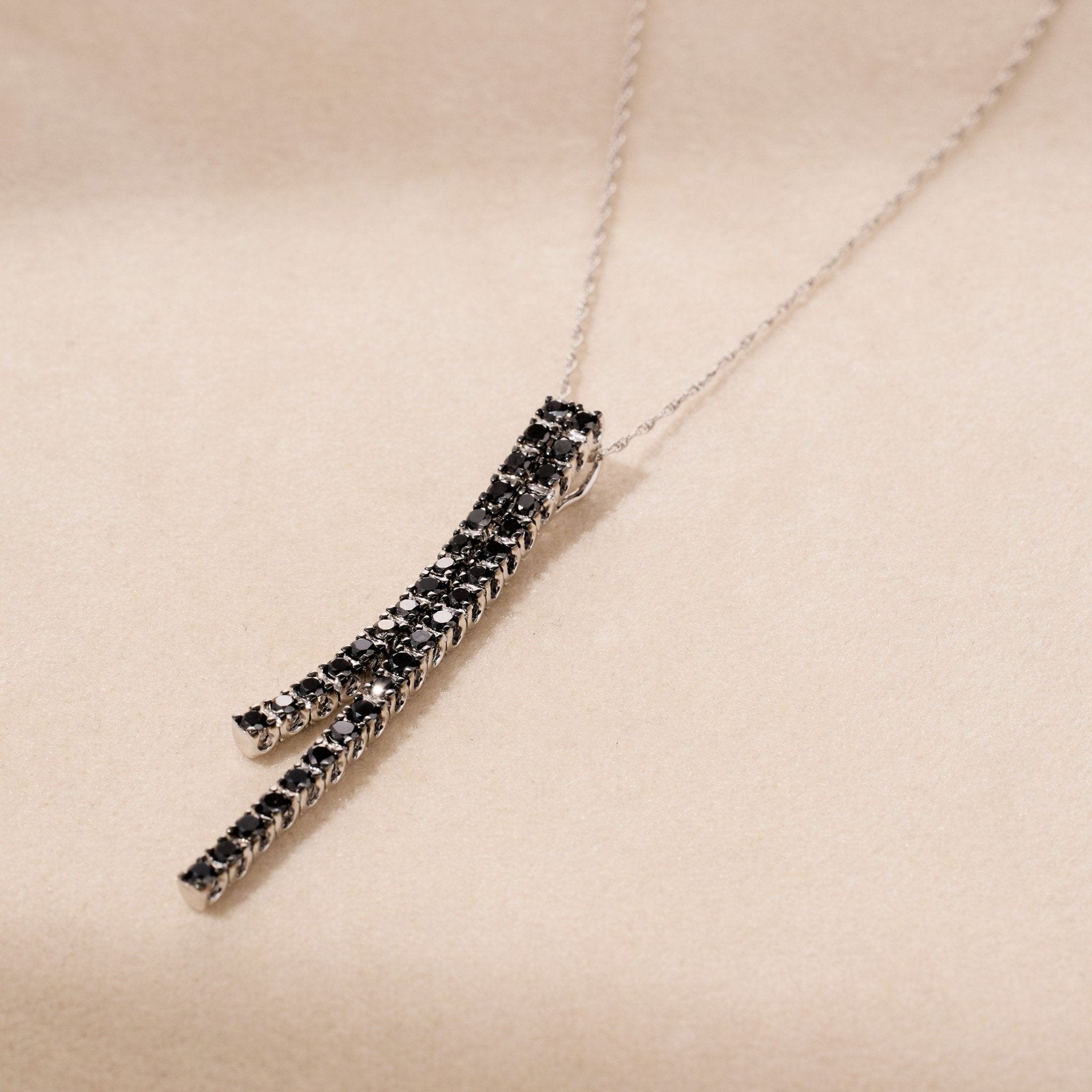 18K Gold Black Diamond Chain Pendant - Jewelry And Store