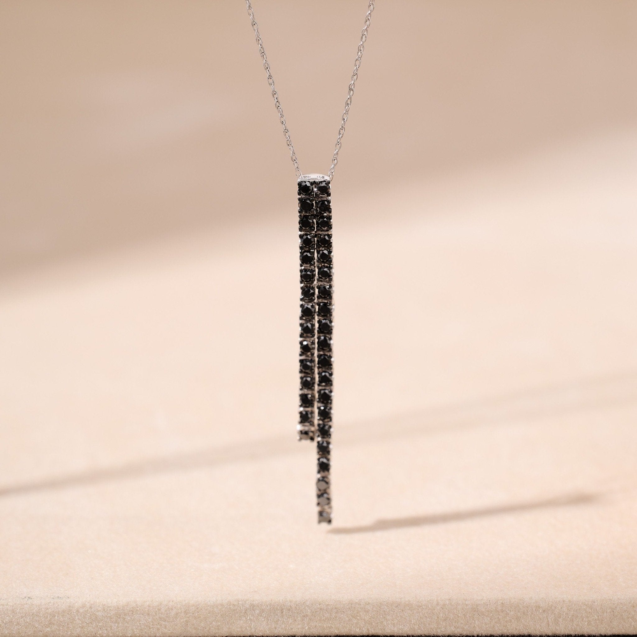 18K Gold Black Diamond Chain Pendant - Jewelry And Store