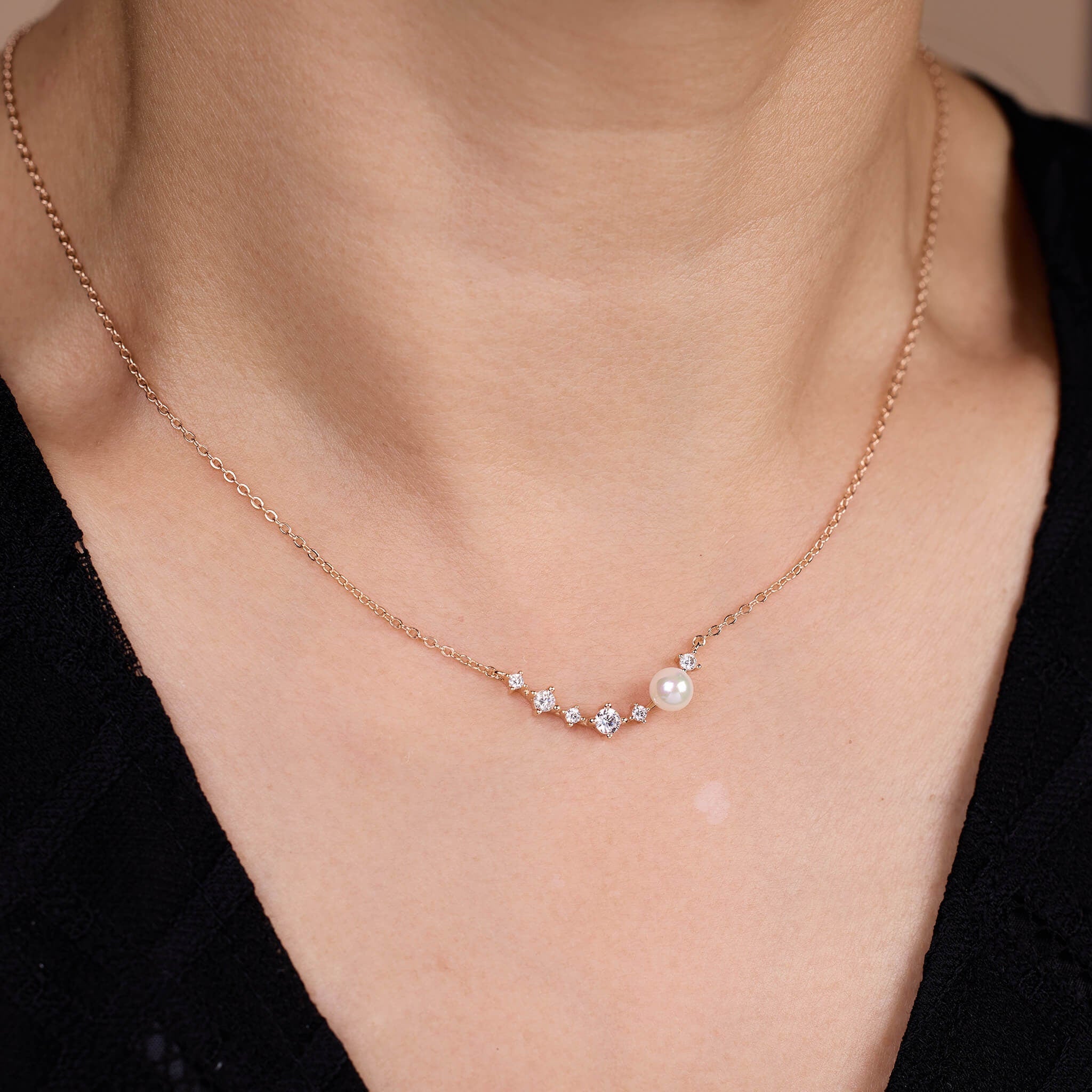 925 Silver Pearl charm Necklace - Jewelry And Store