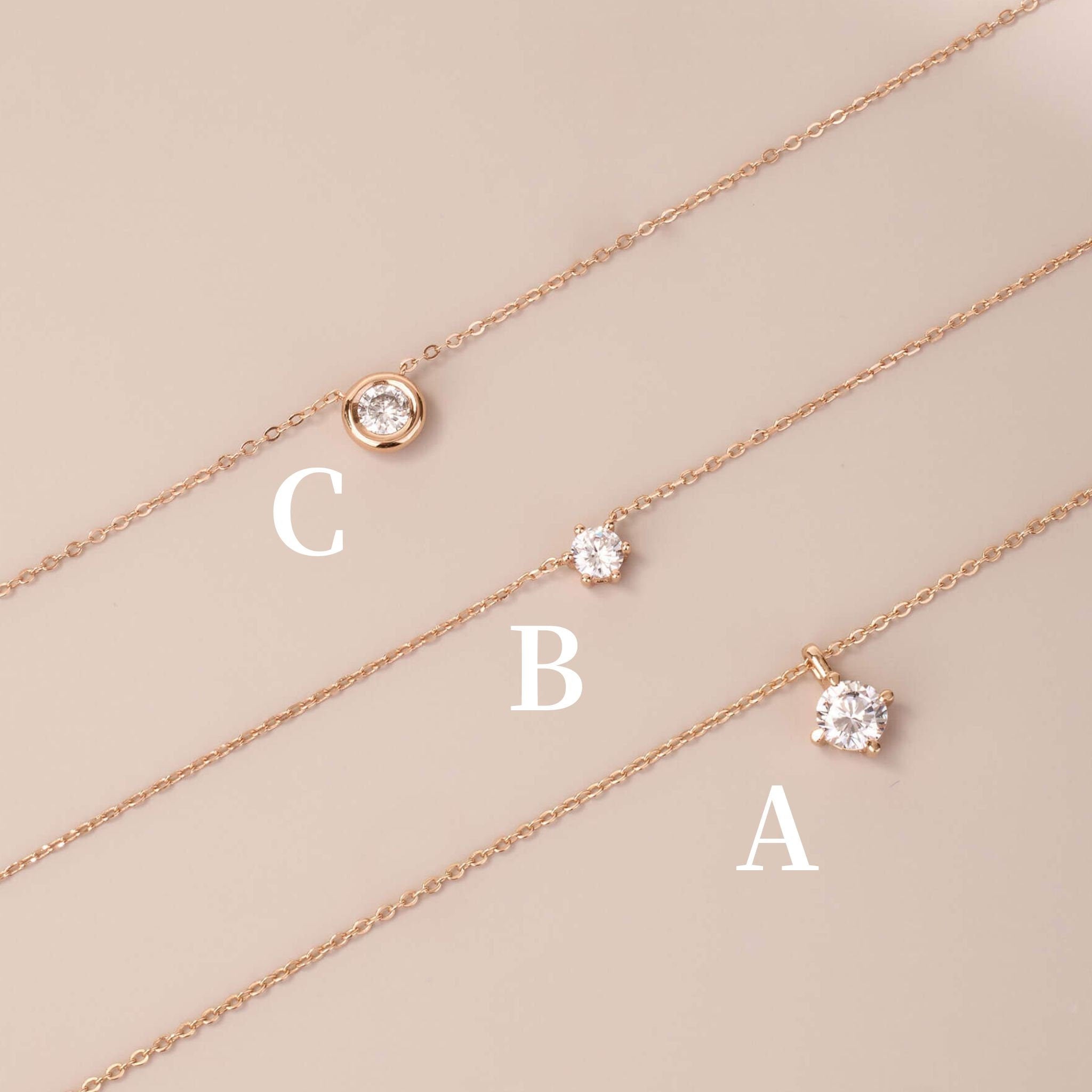 925 Silver Solitiare Diamond Necklace - Jewelry And Store