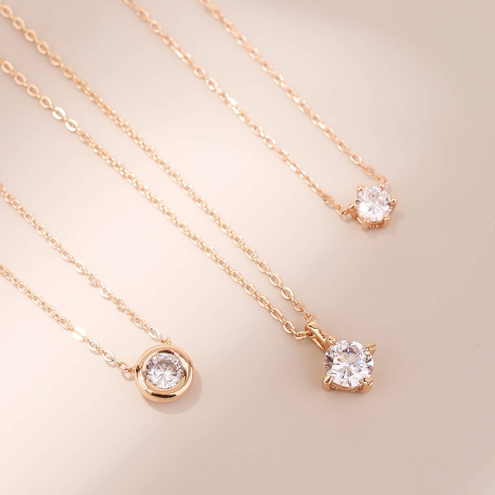 925 Silver Solitiare Diamond Necklace - Jewelry And Store