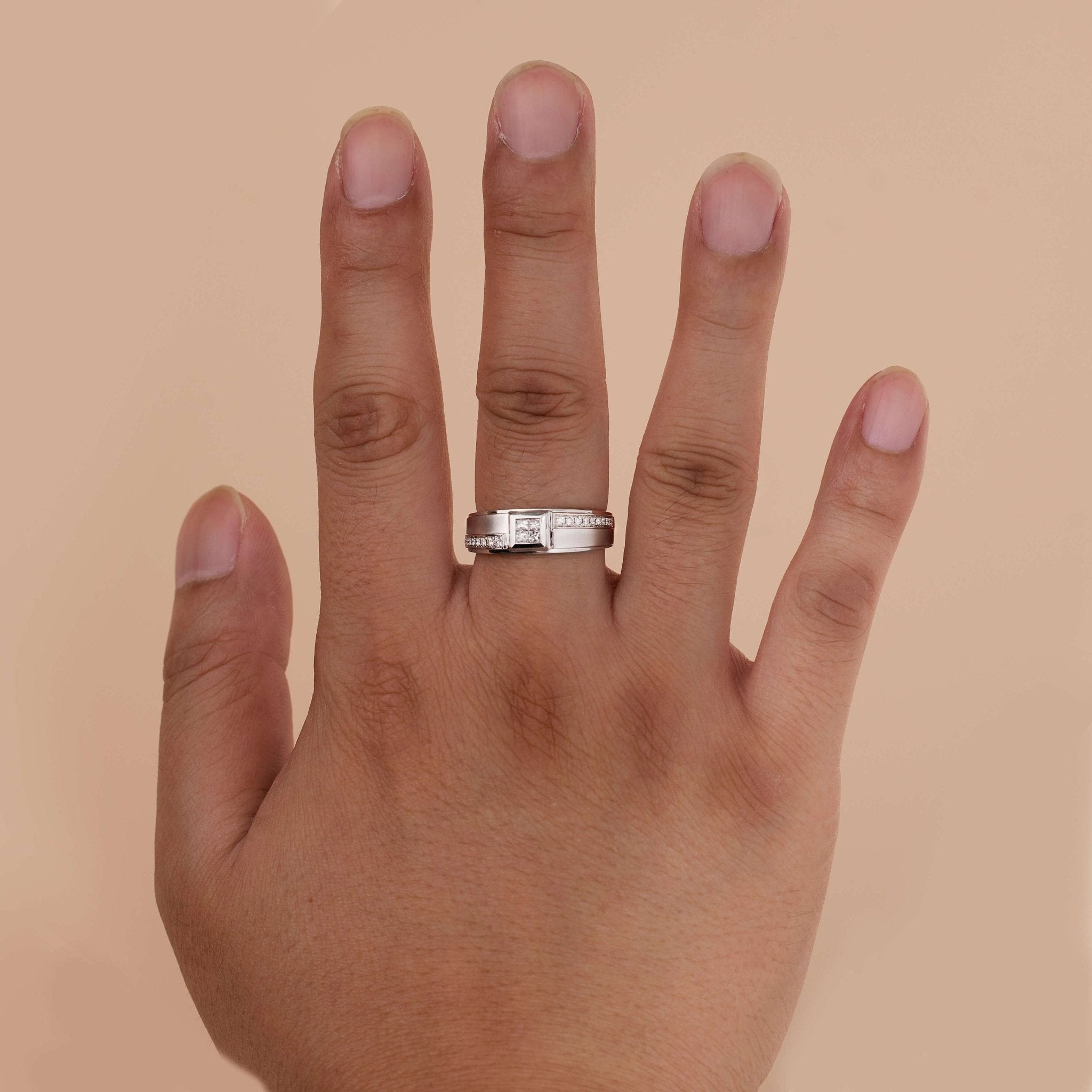 18K Gold Unisex Geometric Band Ring - Jewelry And Store
