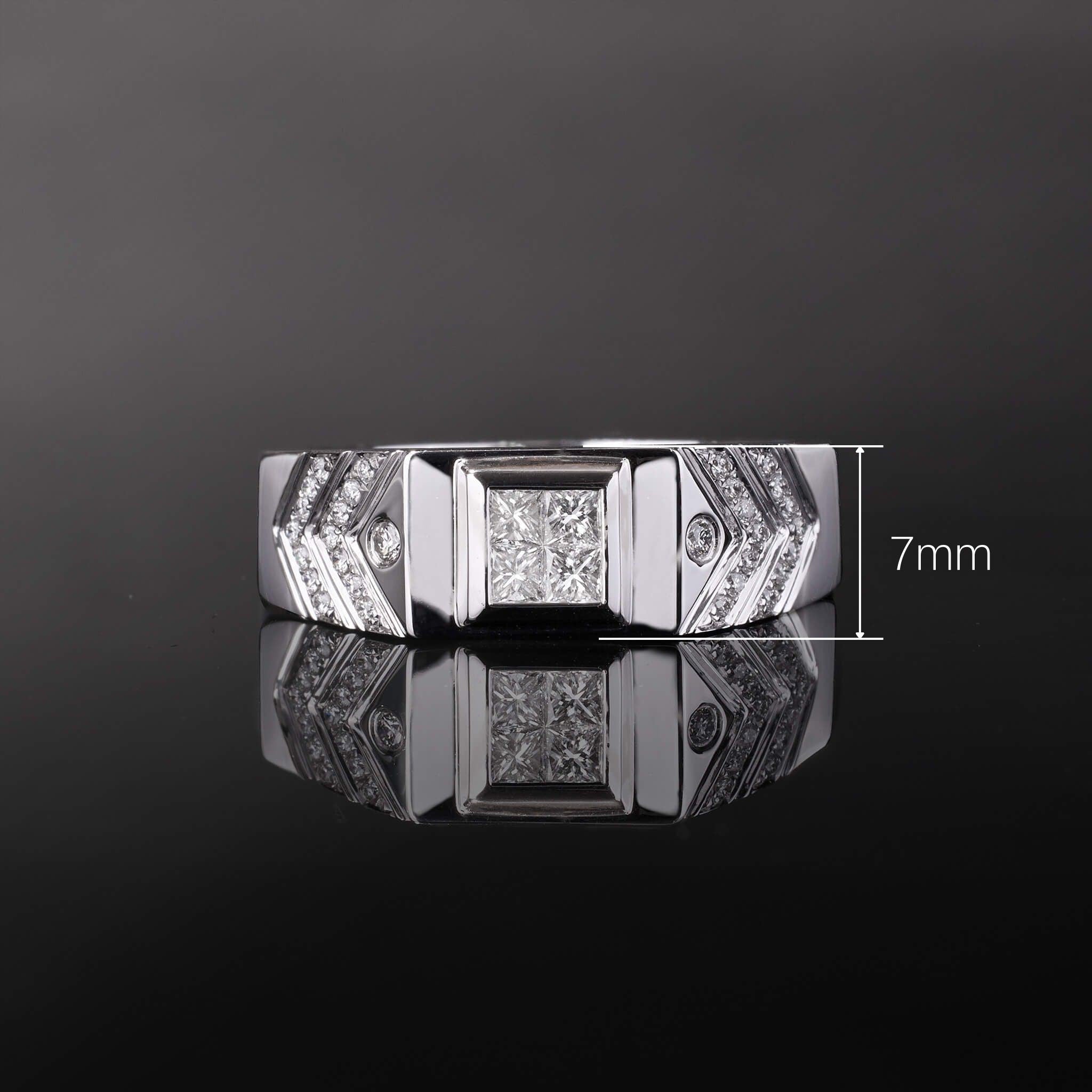 18K Gold Unisex Diamond Signet Ring - Jewelry And Store