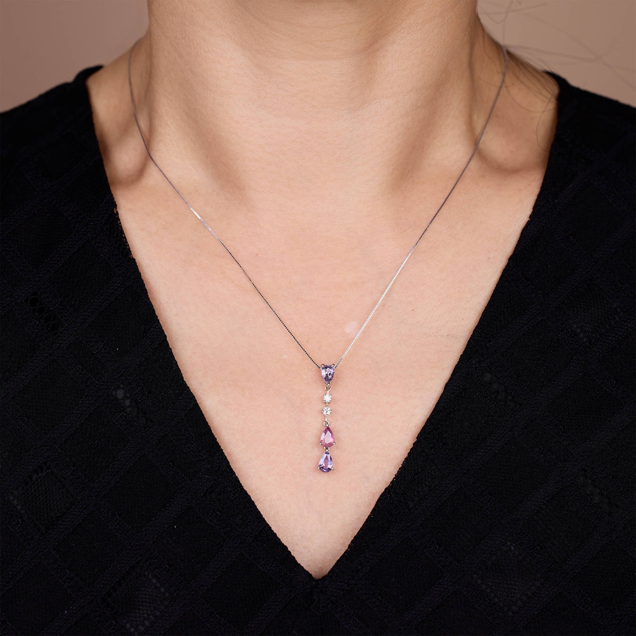 18K Gold Nature Diamond & Fancy Sapphire Drop Pendant - Jewelry And Store