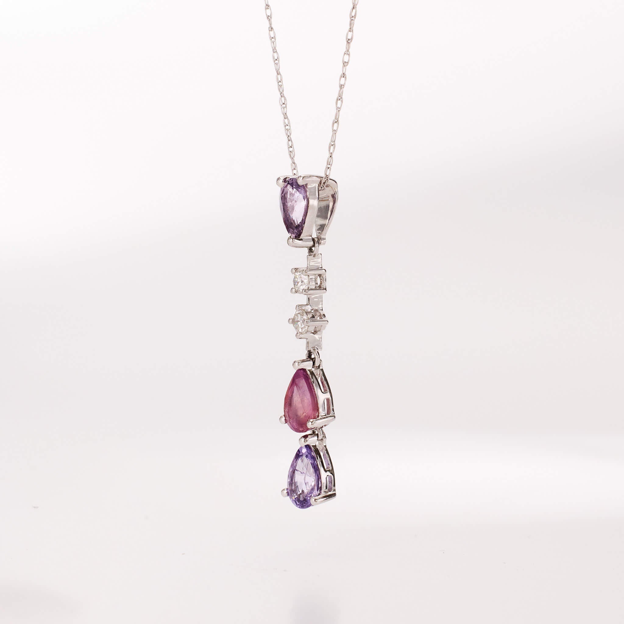 18K Gold Nature Diamond & Fancy Sapphire Drop Pendant - Jewelry And Store