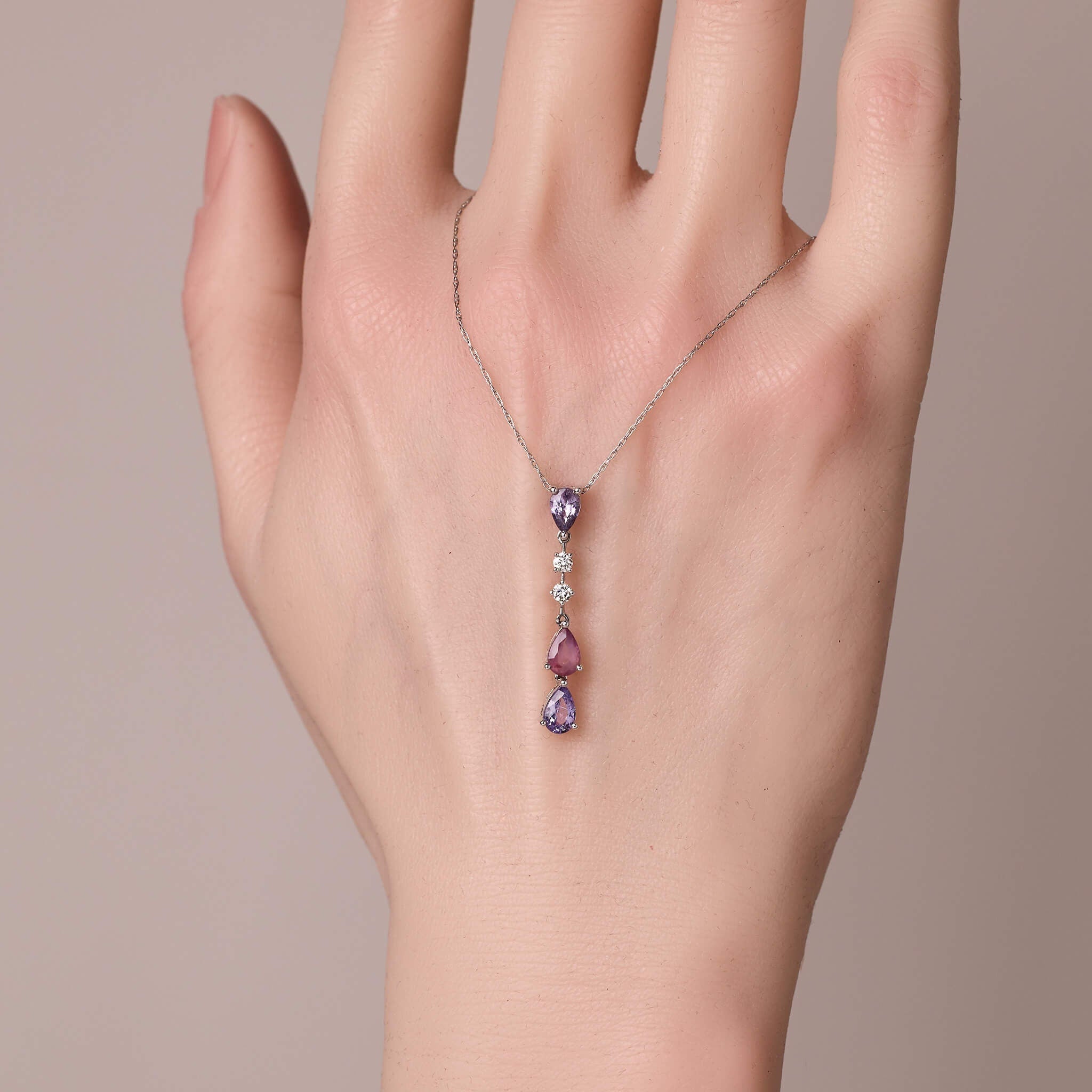 18K Gold Nature Diamond & Fancy Sapphire Drop Pendant - Jewelry And Store