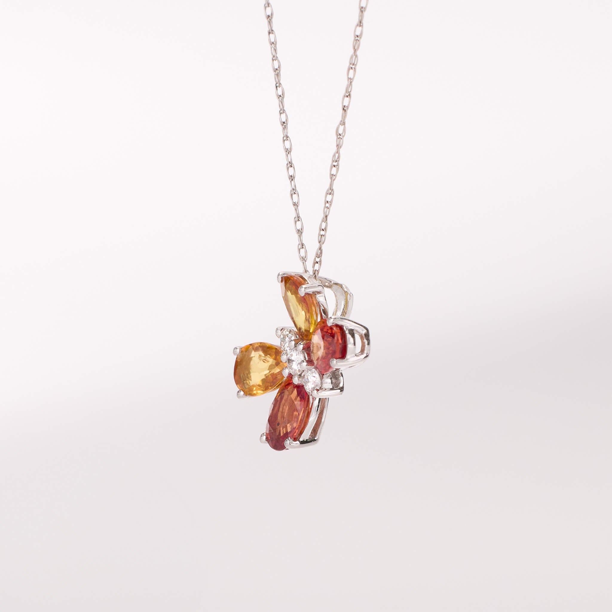 18K White Gold Color Sapphire & diamond Butterfly Pendant - Jewelry And Store
