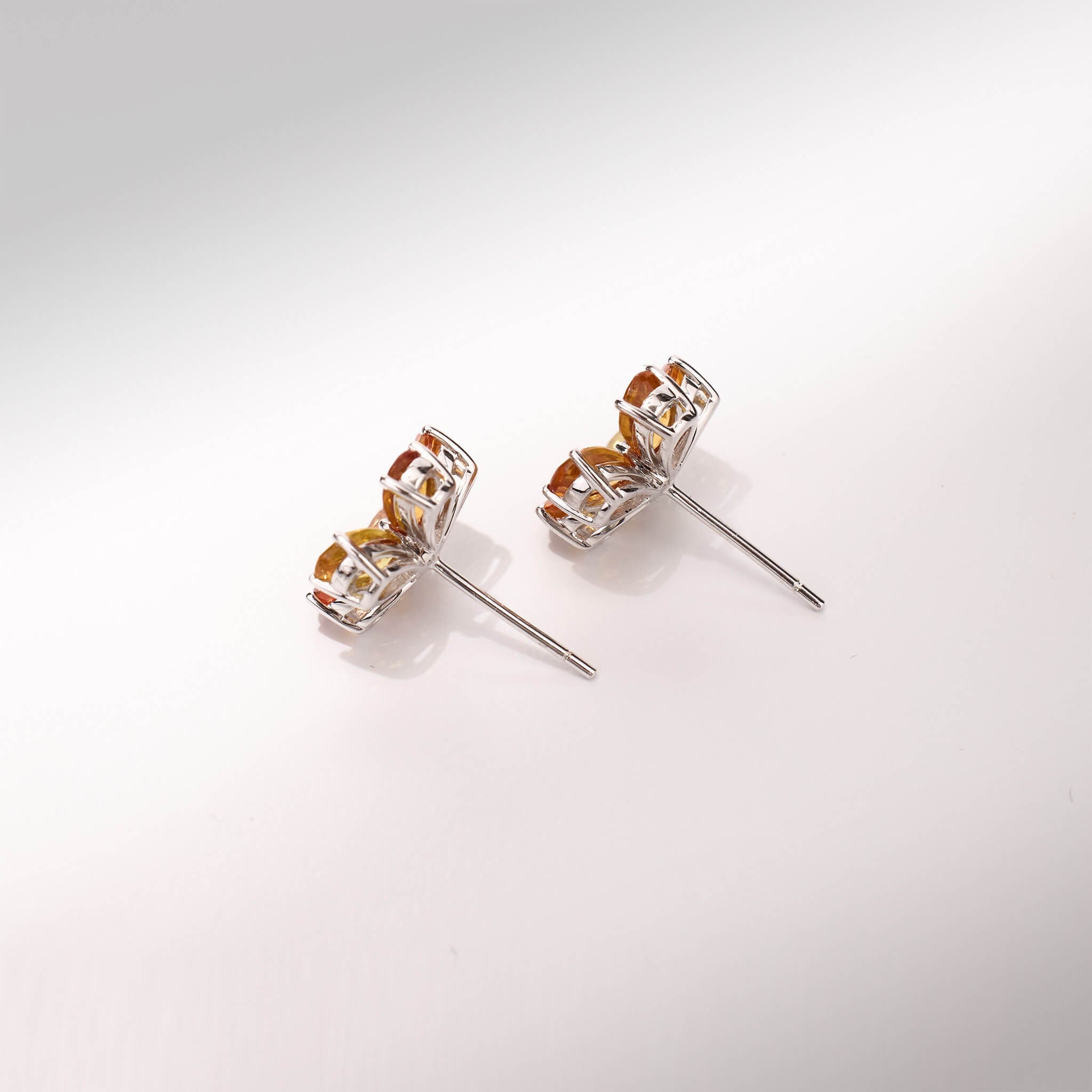 18K Gold Fancy Sapphire and Diamond Flower Earrings - Jewelry And Store