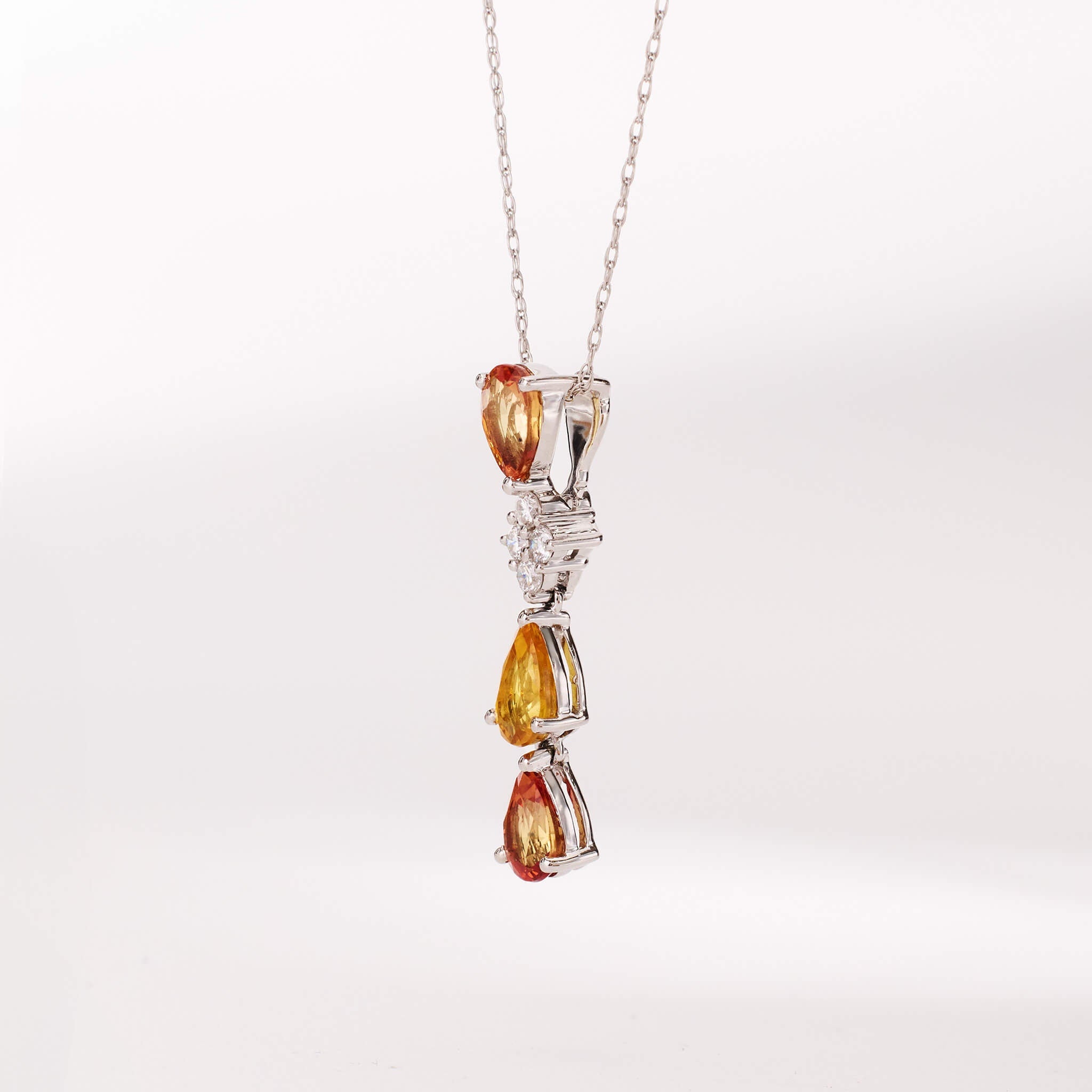 18K Gold Nature Diamond & Fancy Sapphire Drop Pendant - Jewelry And Store