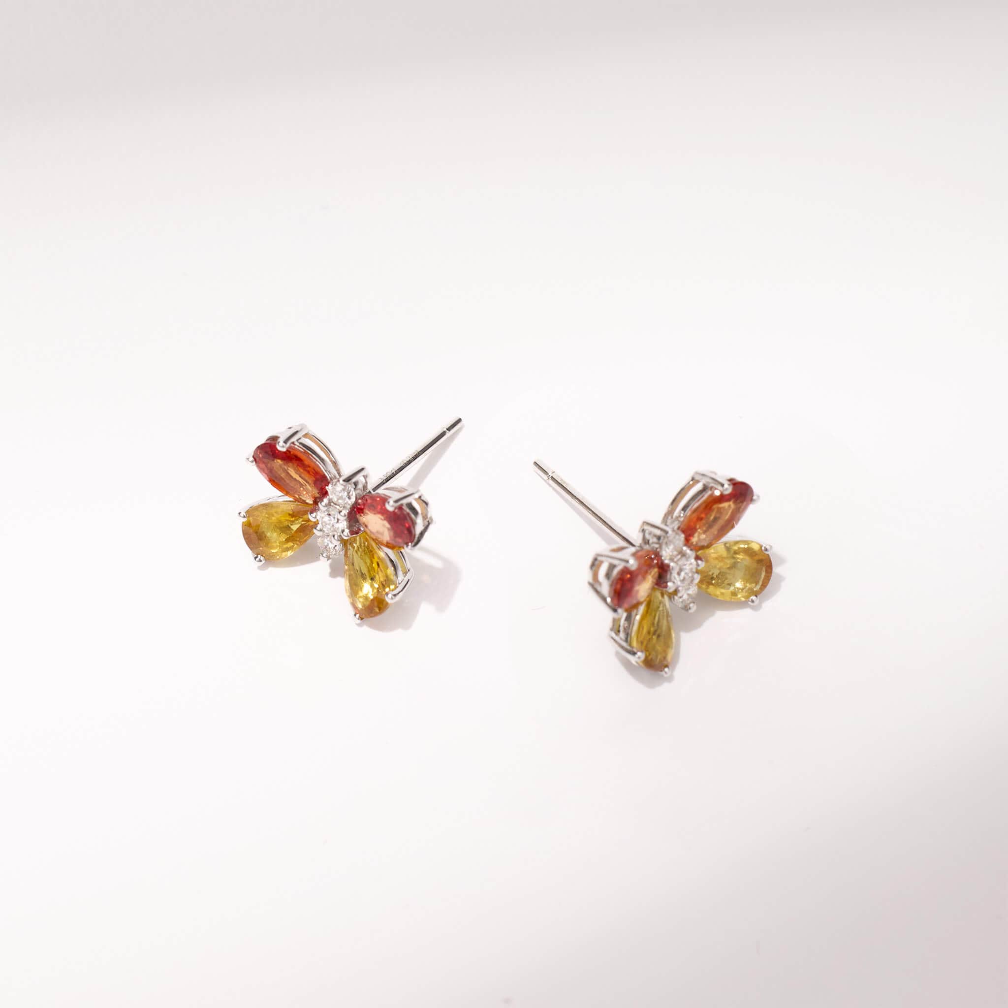 18K Gold Fancy Sapphire and Diamond Butterfly Earrings - Jewelry And Store