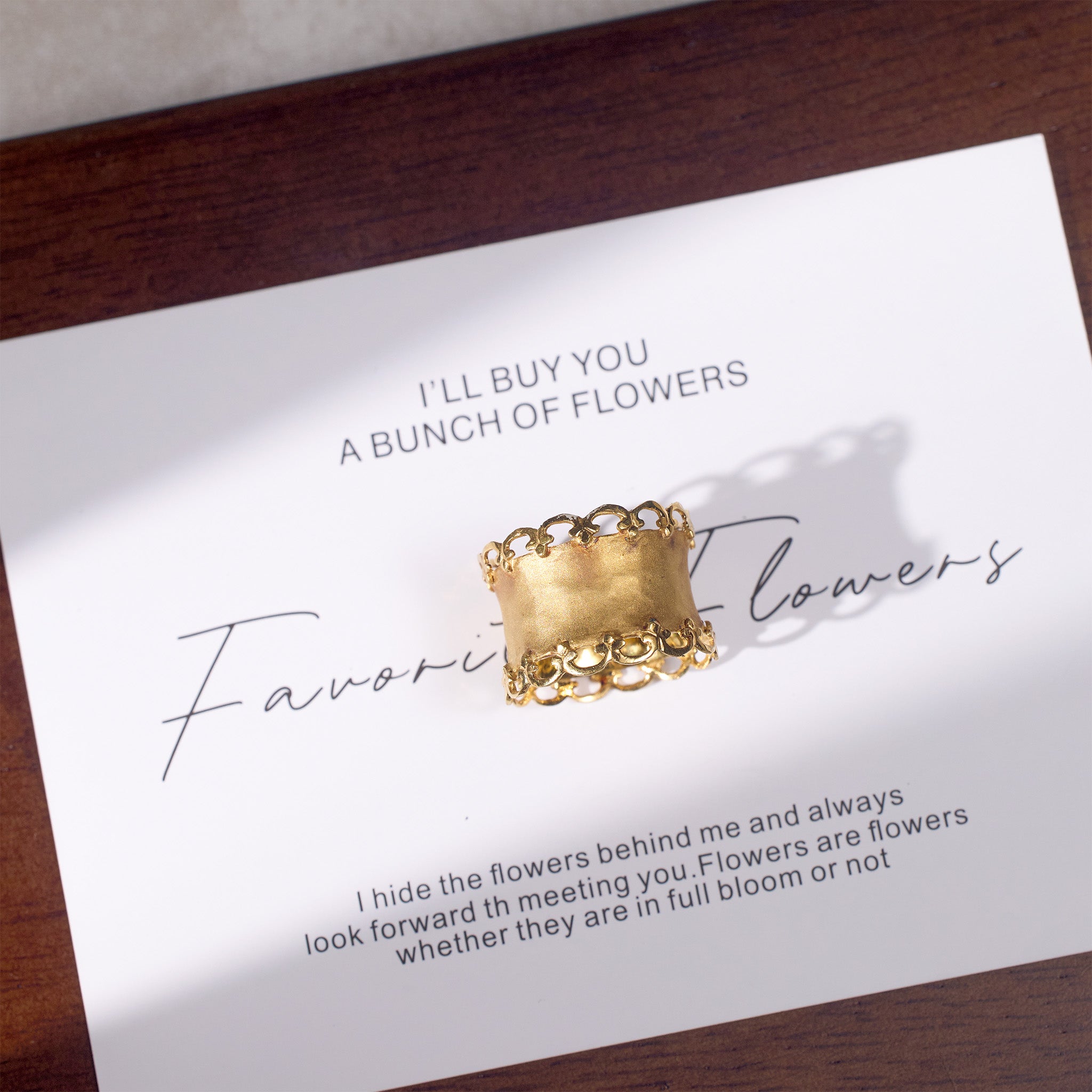 14K Matte Gold Crown - Inspired Wide Band Ring - JewelryAndStore