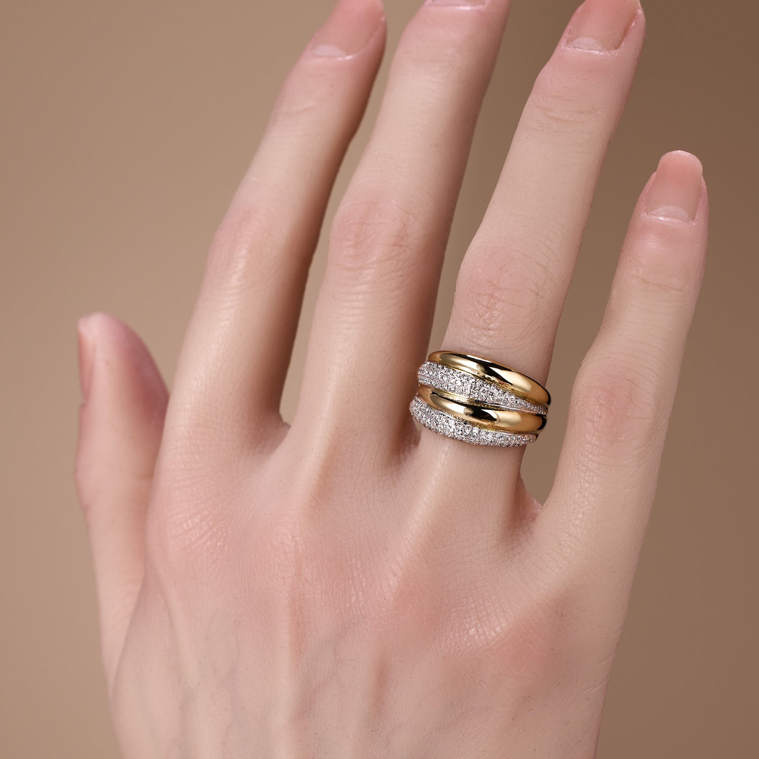 0.87ct.tw. Layered Diamond Ring in 14K Gold - Jewelry And Store