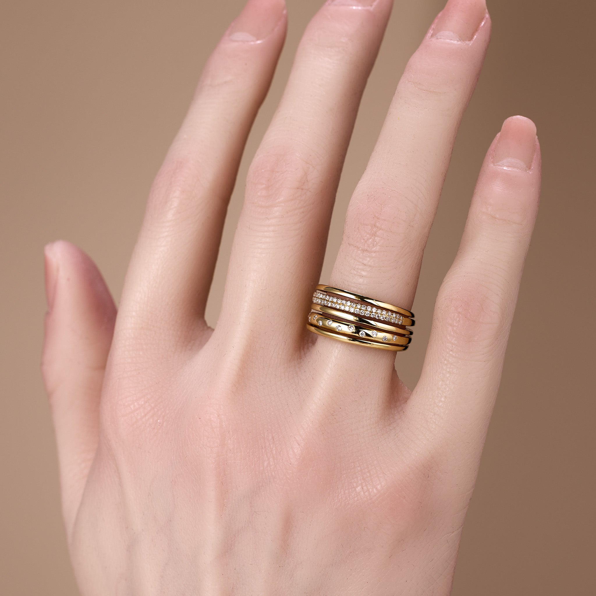 18K Gold Layered Starry Diamond Ring - Jewelry And Store