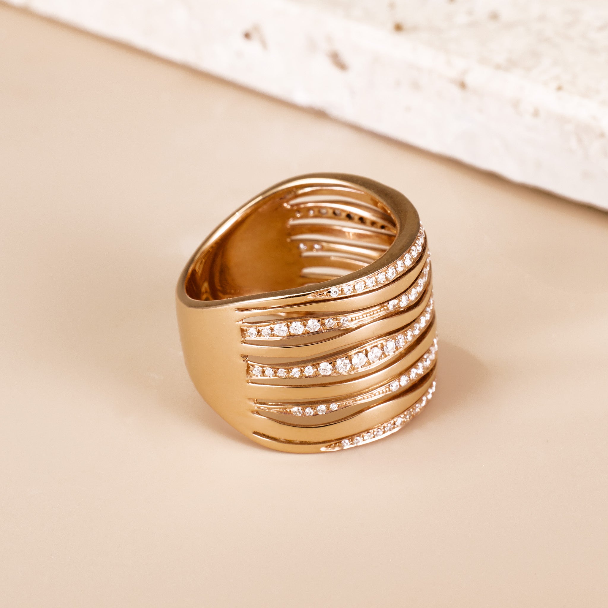 18K Gold Layered Diamond Band - Jewelry And Store