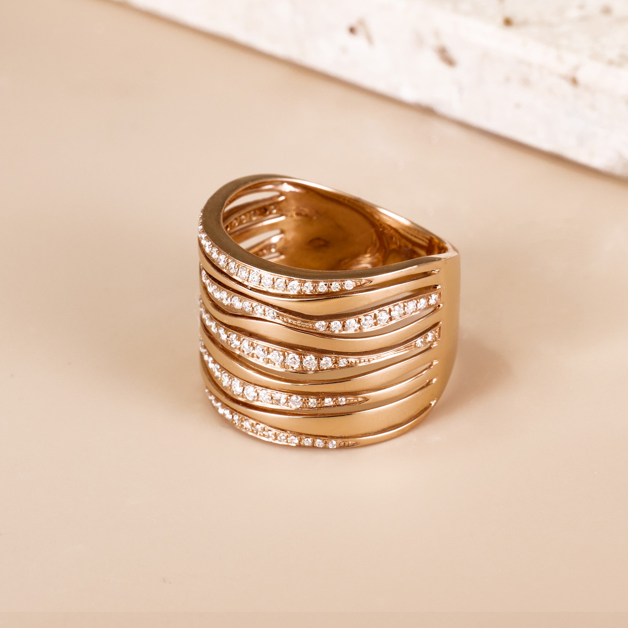 18K Gold Layered Diamond Band - Jewelry And Store