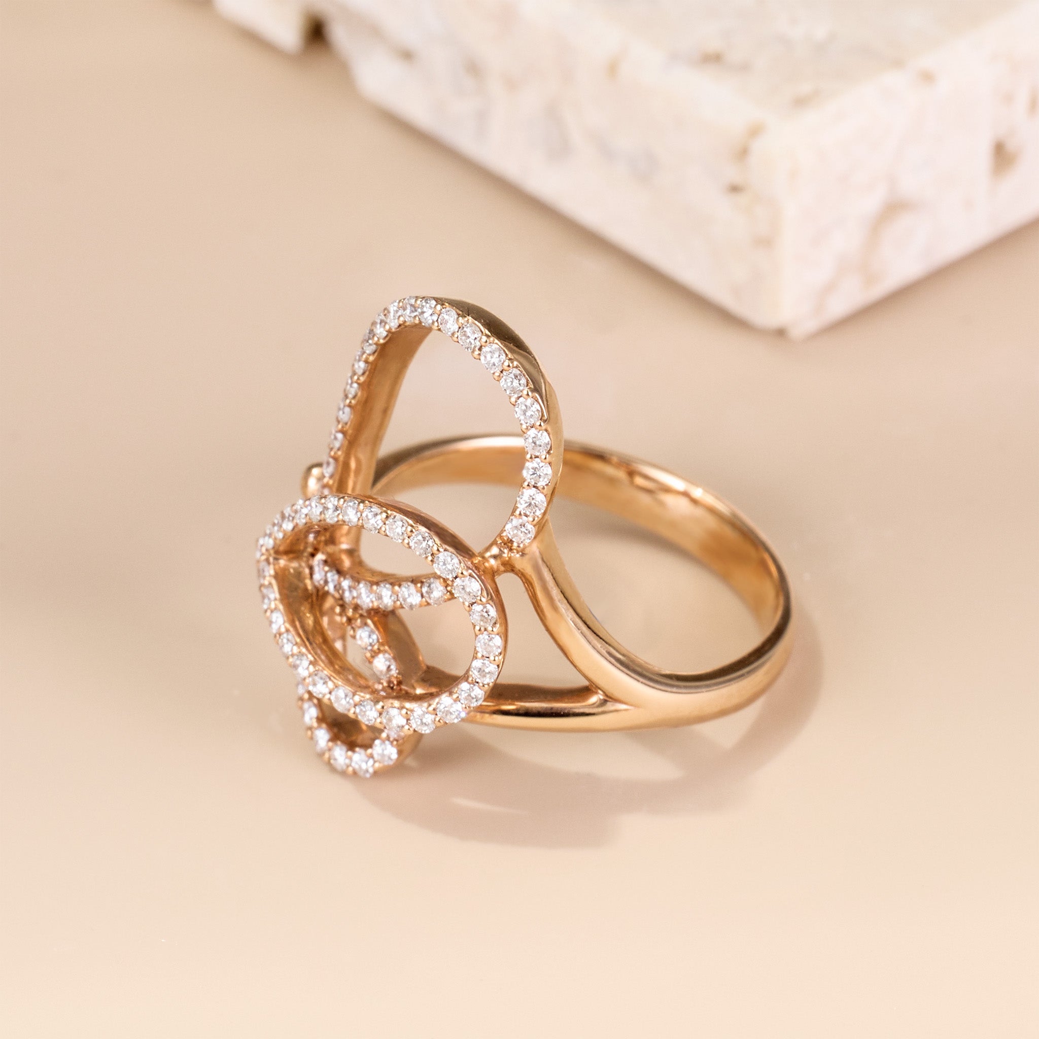 18K Solid Gold Diamond Ribbon Ring - Jewelry And Store