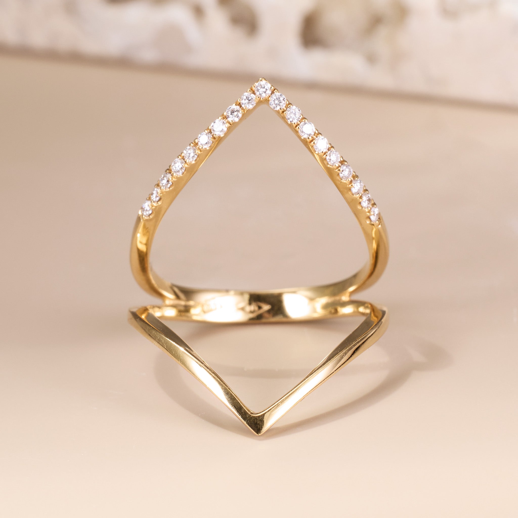 14K Gold Diamond Chevron Ring - Jewelry And Store