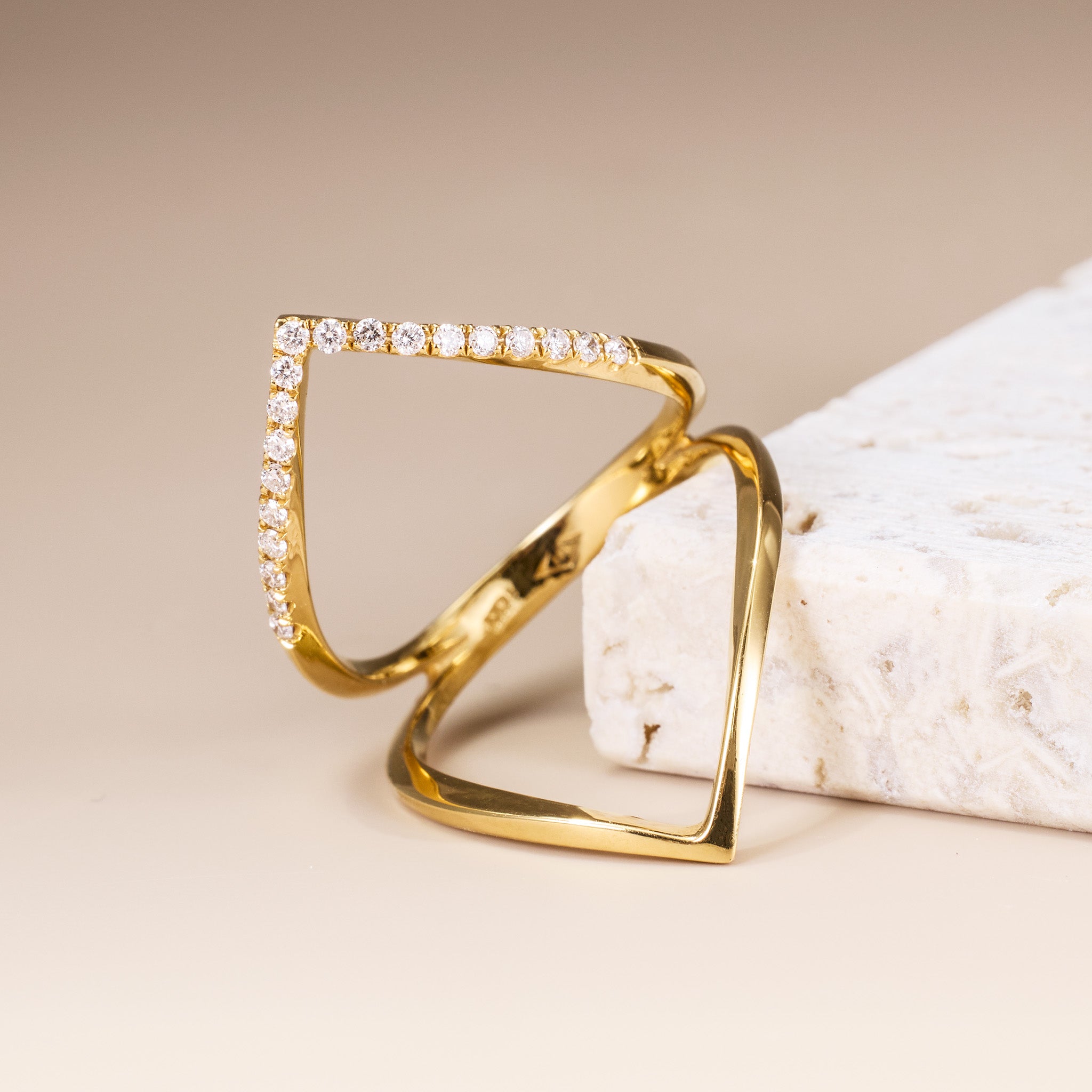 14K Gold Diamond Chevron Ring - Jewelry And Store