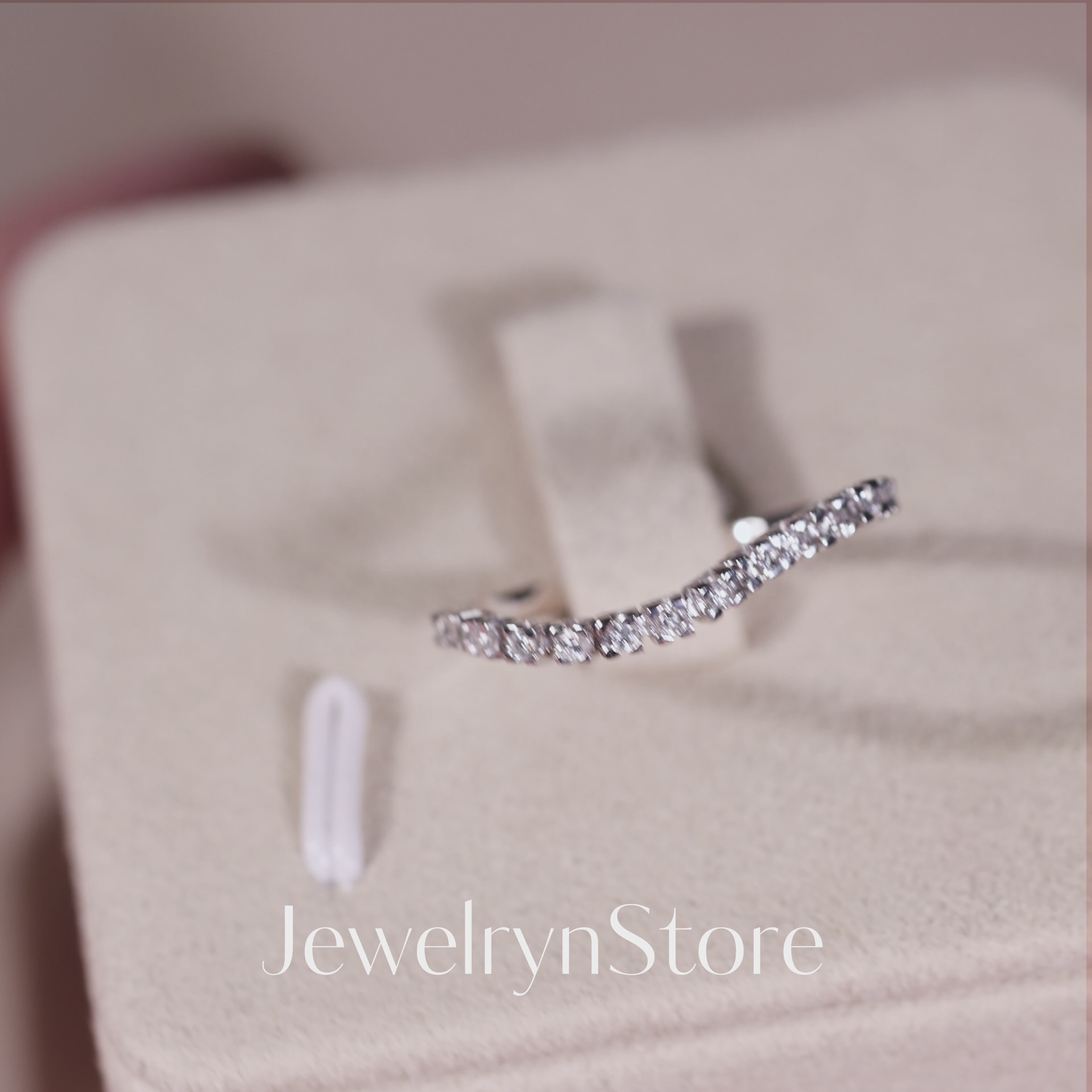 18K Gold Natural White Diamond Half Eternity Soft Ring