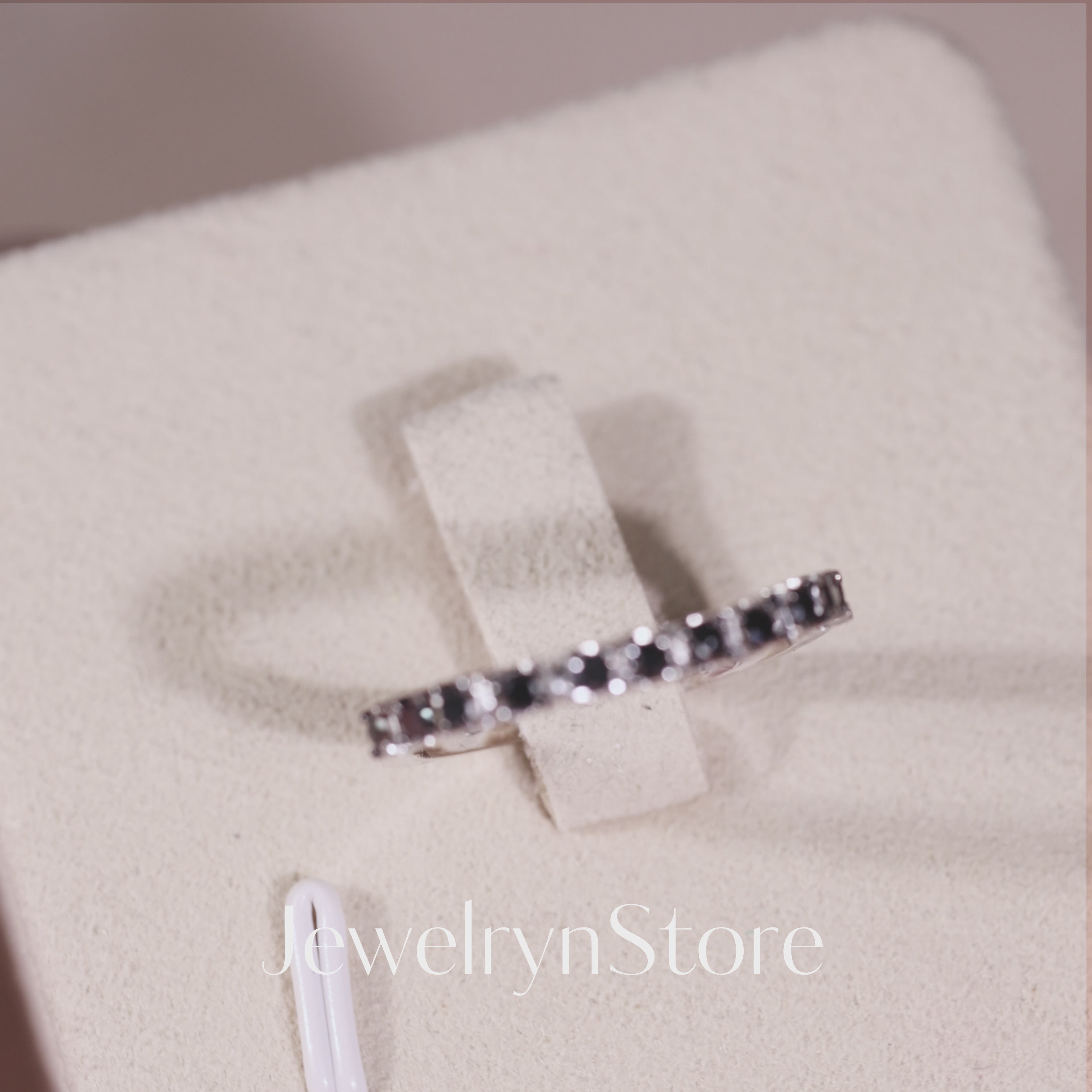 18K Gold Natural Black Diamond Half Soft Ring