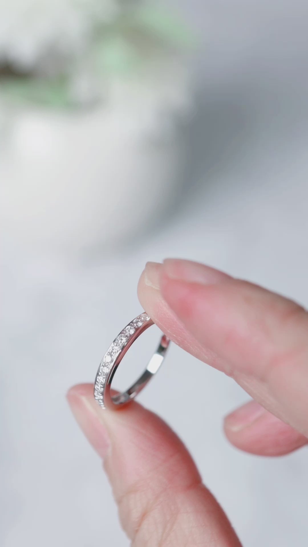 0.27 ct.tw. Stackable Natural Diamond Pave Band Ring in 18K Gold