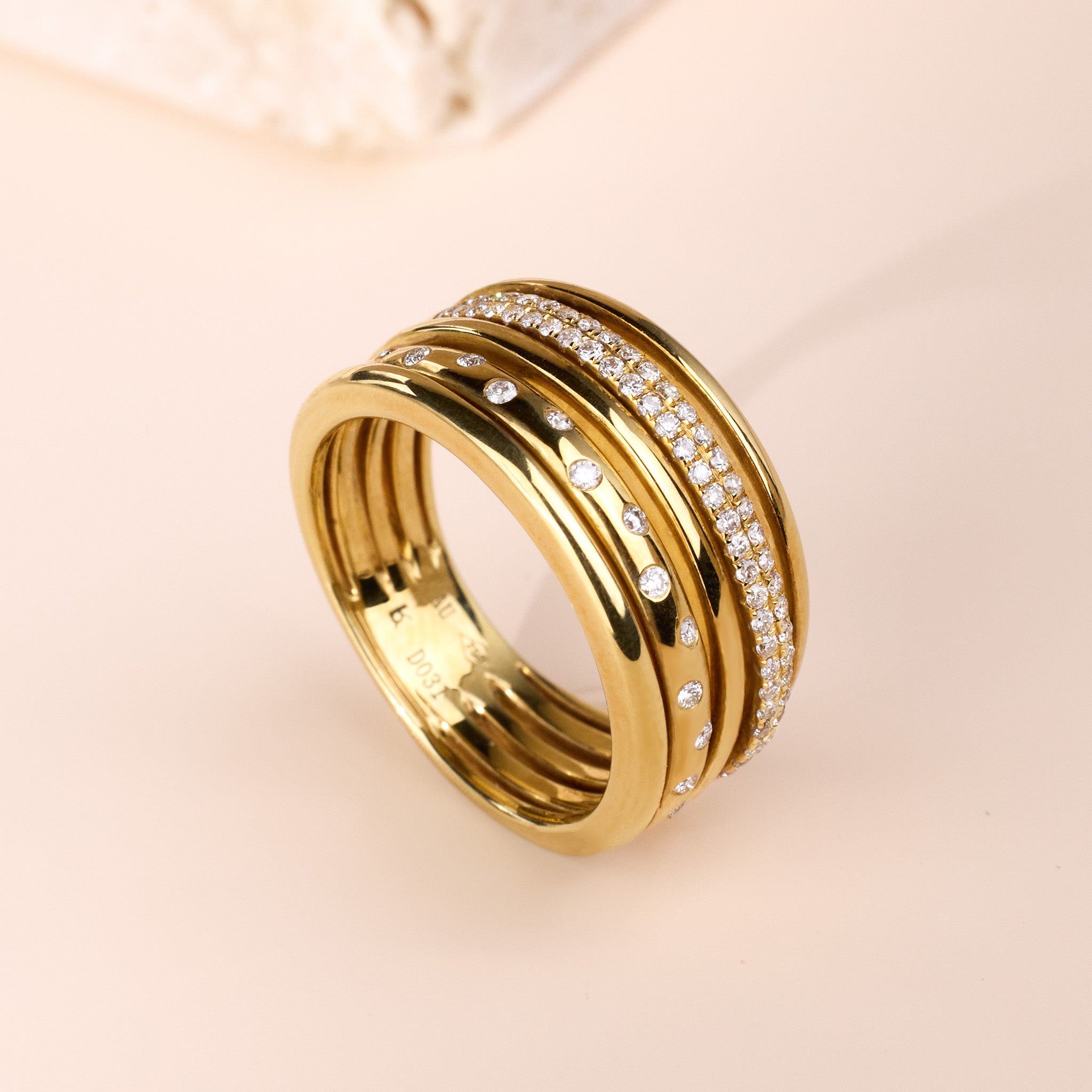 18K Gold Layered Starry Diamond Ring - Jewelry And Store