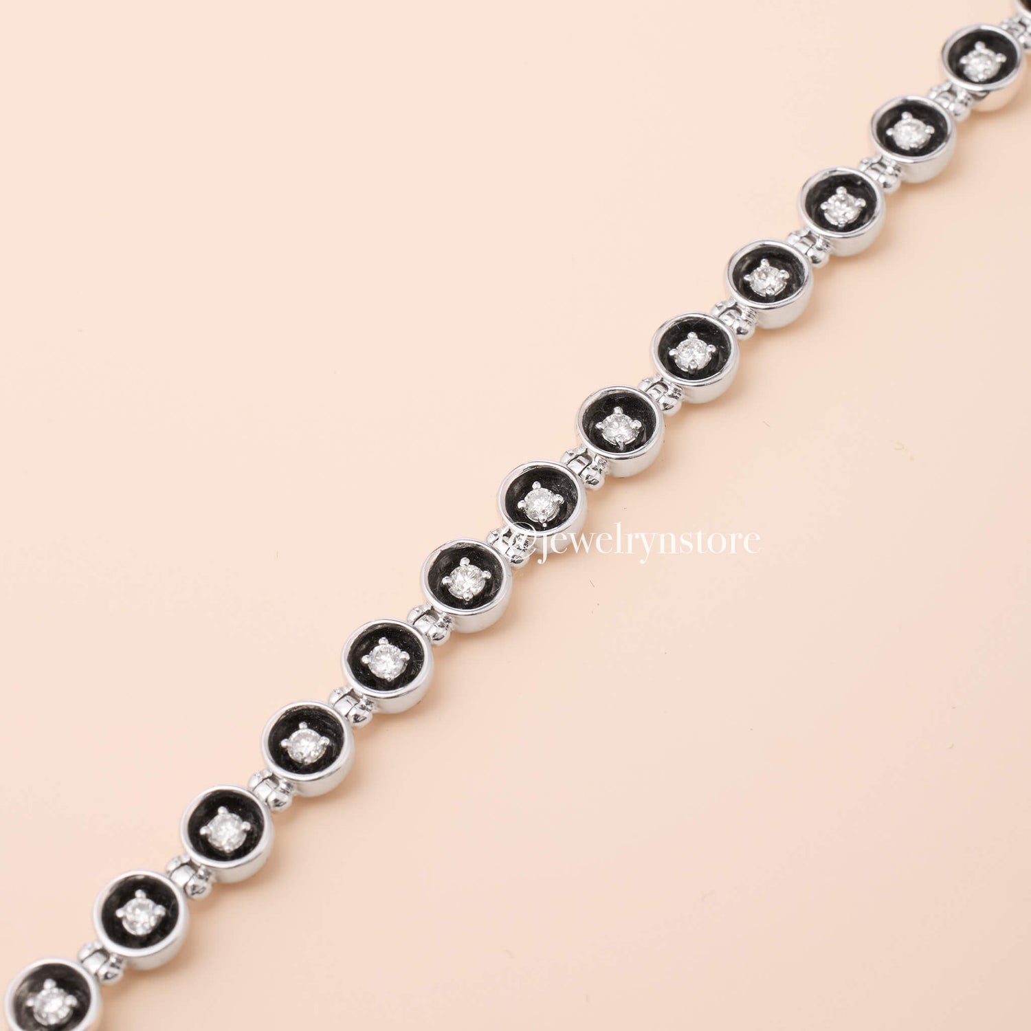 18K Natural Diamond Station Bracelet - Jewelry And Store