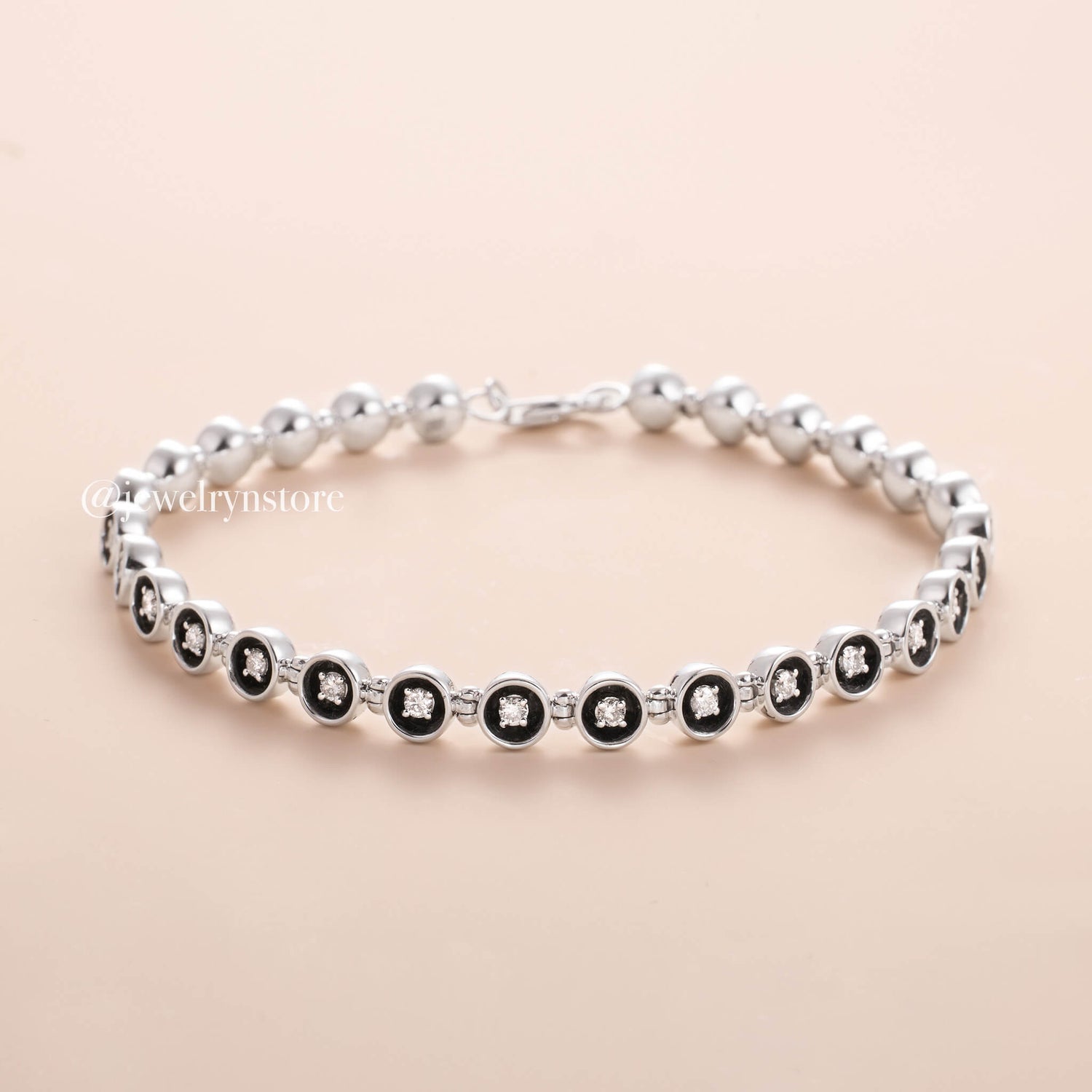 18K Natural Diamond Station Bracelet - Jewelry And Store