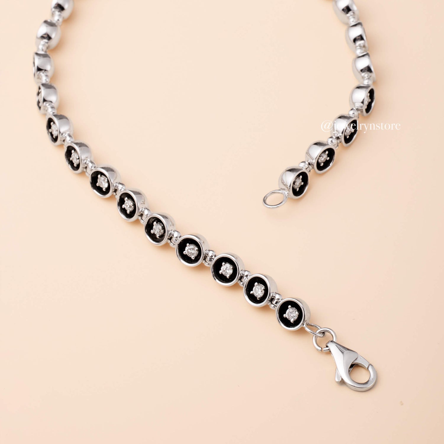 18K Natural Diamond Station Bracelet - Jewelry And Store