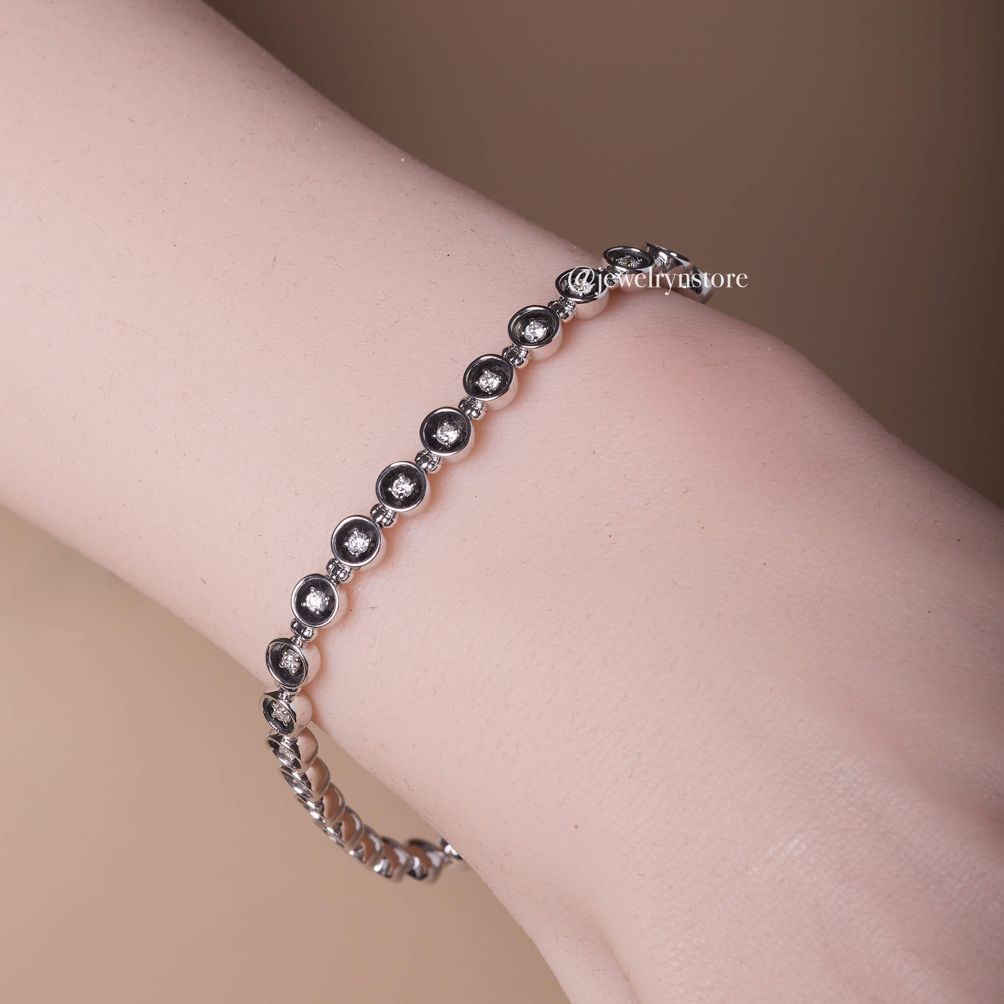 18K Natural Diamond Station Bracelet - Jewelry And Store