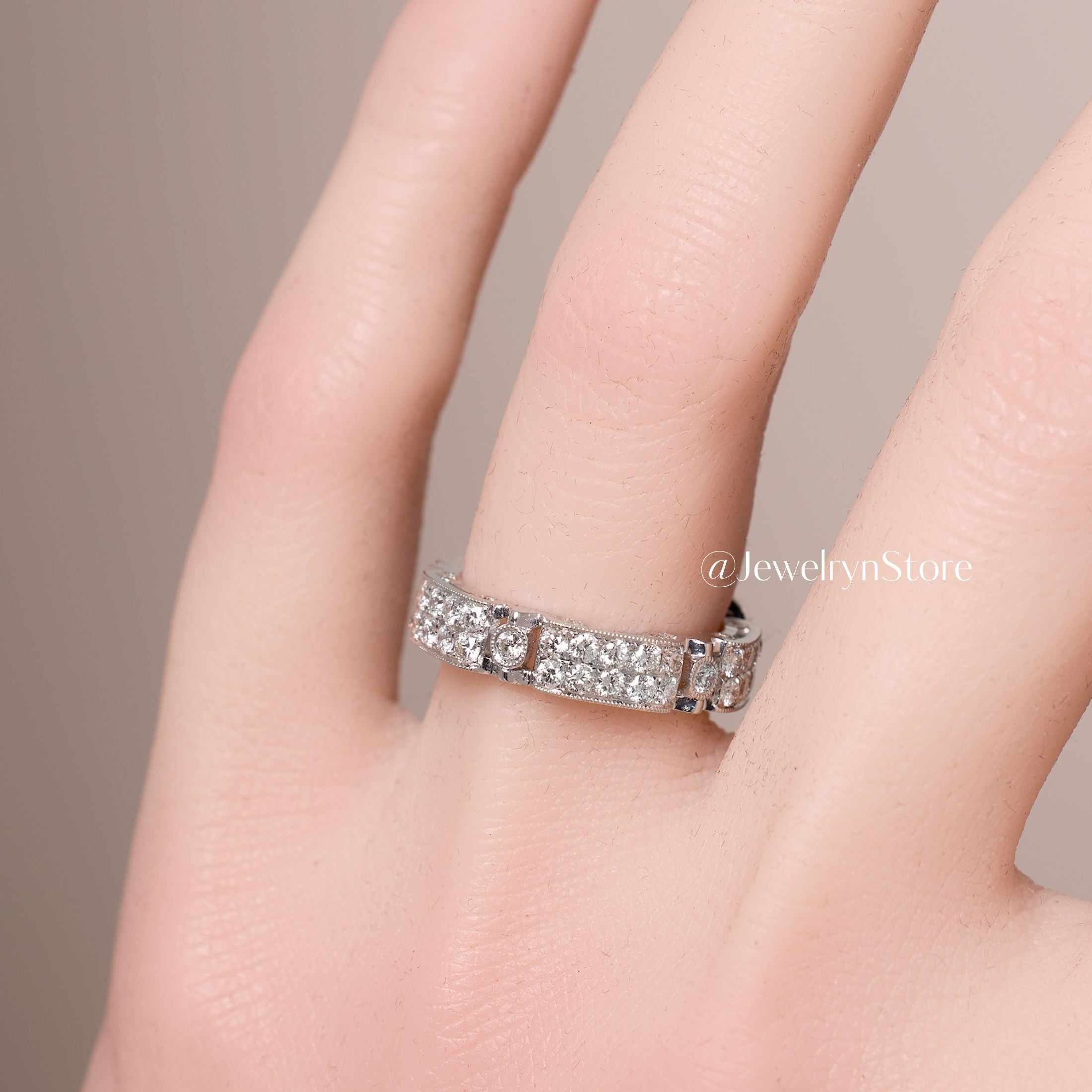 Vintage - Styled Diamond Stackable Band - Jewelry And Store