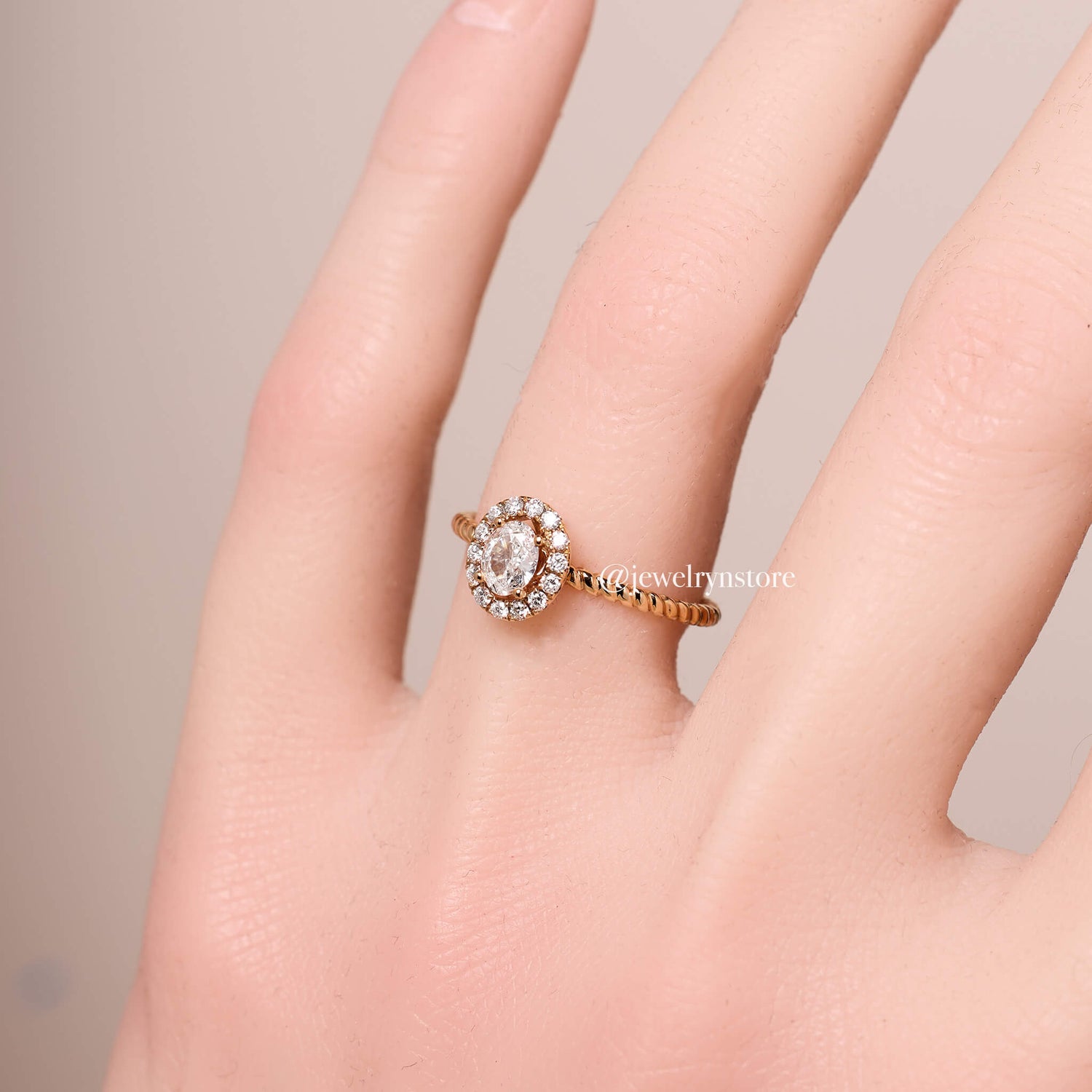 0.45 ct.tw. Oval - Cut Diamond Halo Ring - Jewelry And Store