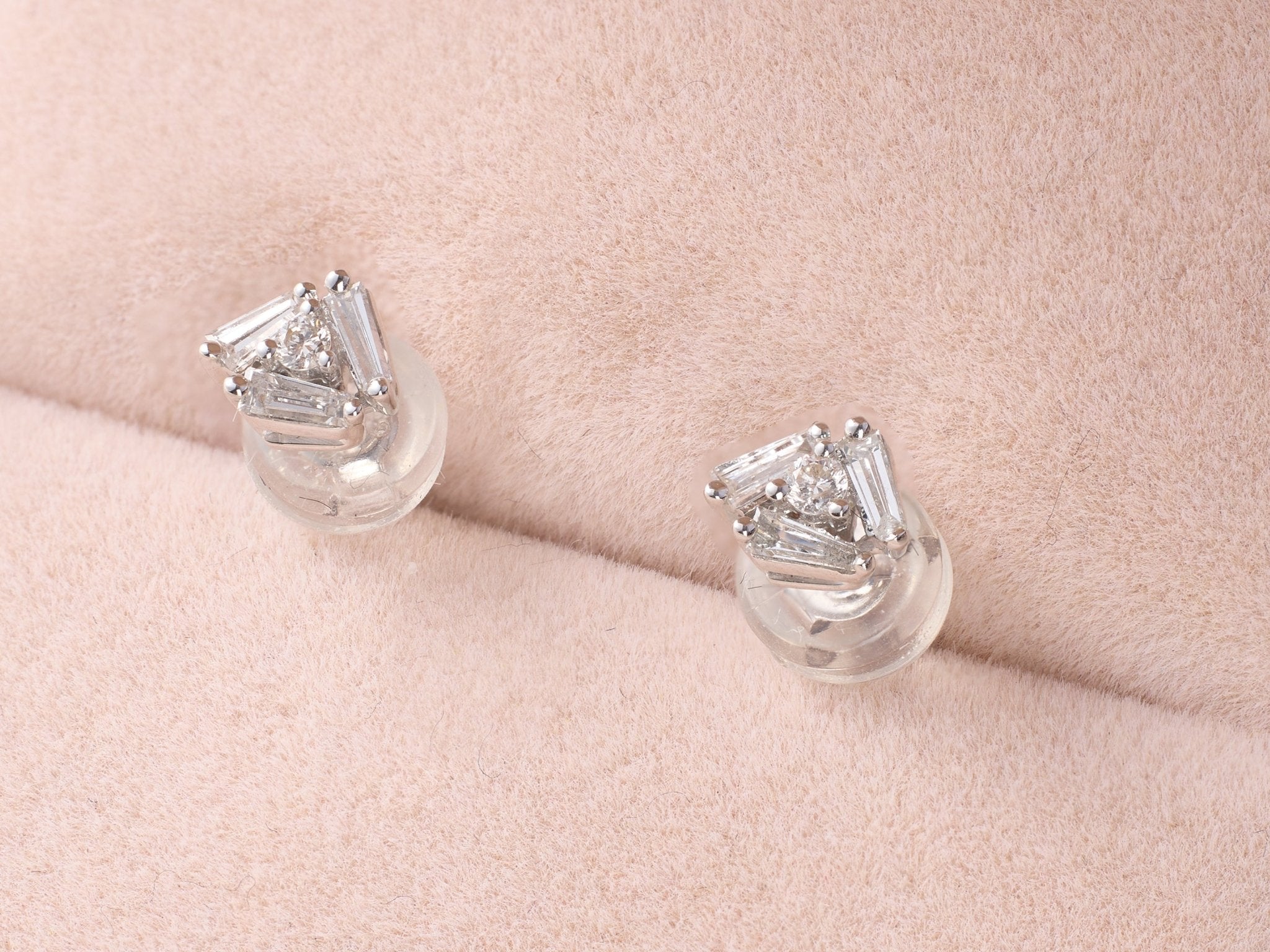 Cluster Earring Studs with Natural Diamonds & Ruby - Jewelry And Store