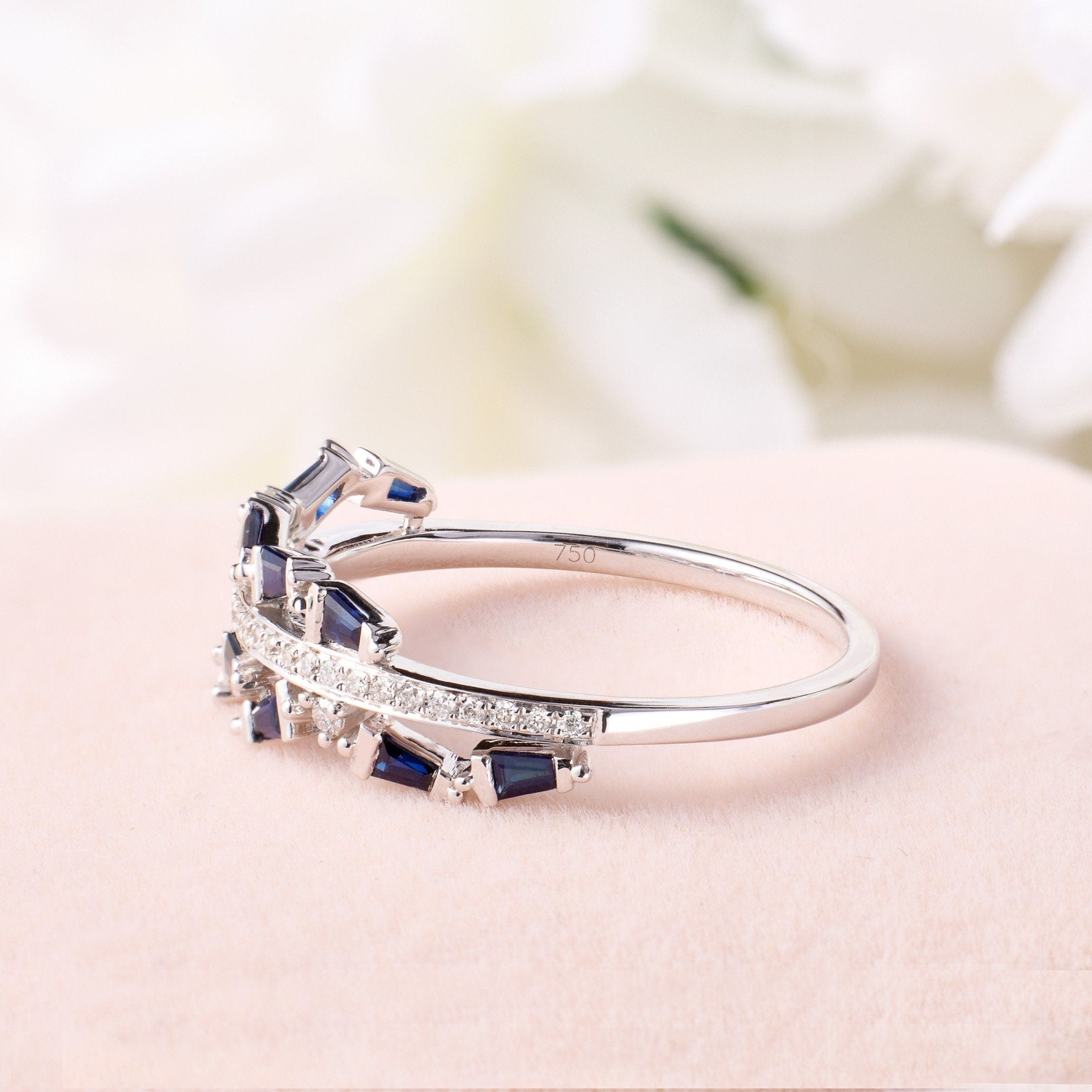 Blue Sapphire and Diamond Petite Ring - Jewelry And Store