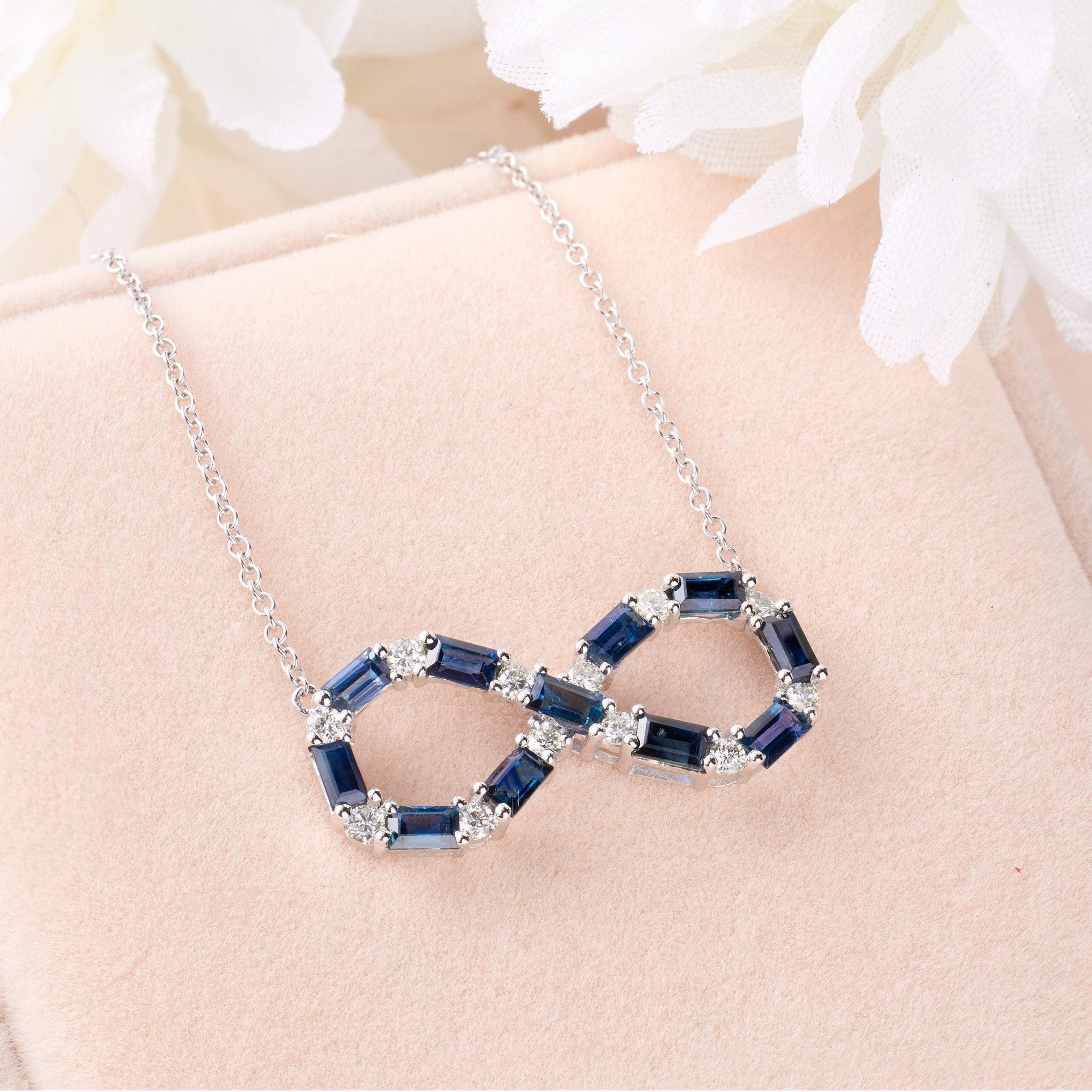 Diamond & Sapphire Infinity Necklace - Jewelry And Store