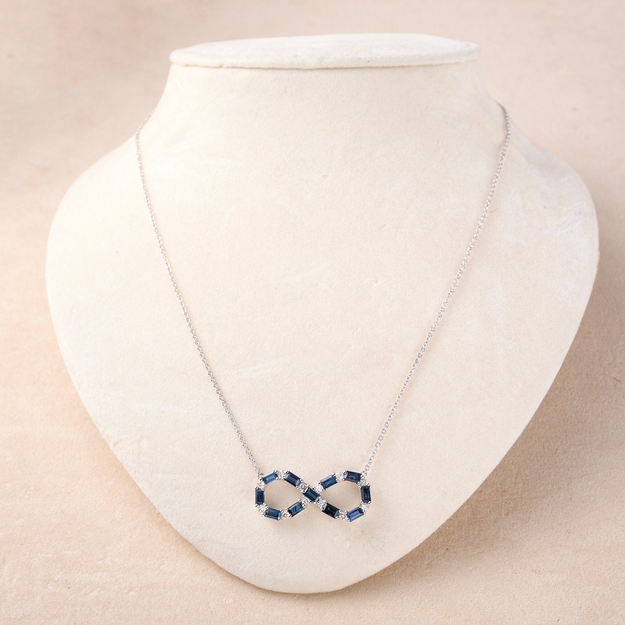 Diamond & Sapphire Infinity Necklace - Jewelry And Store