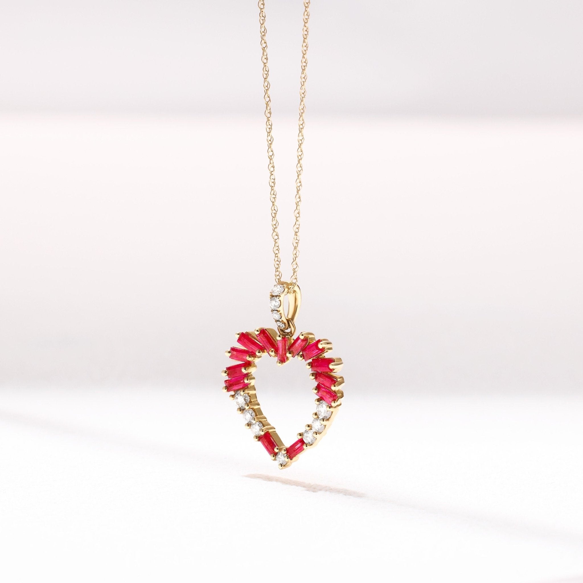 Heart Pendant with Ruby and Diamond - Jewelry And Store