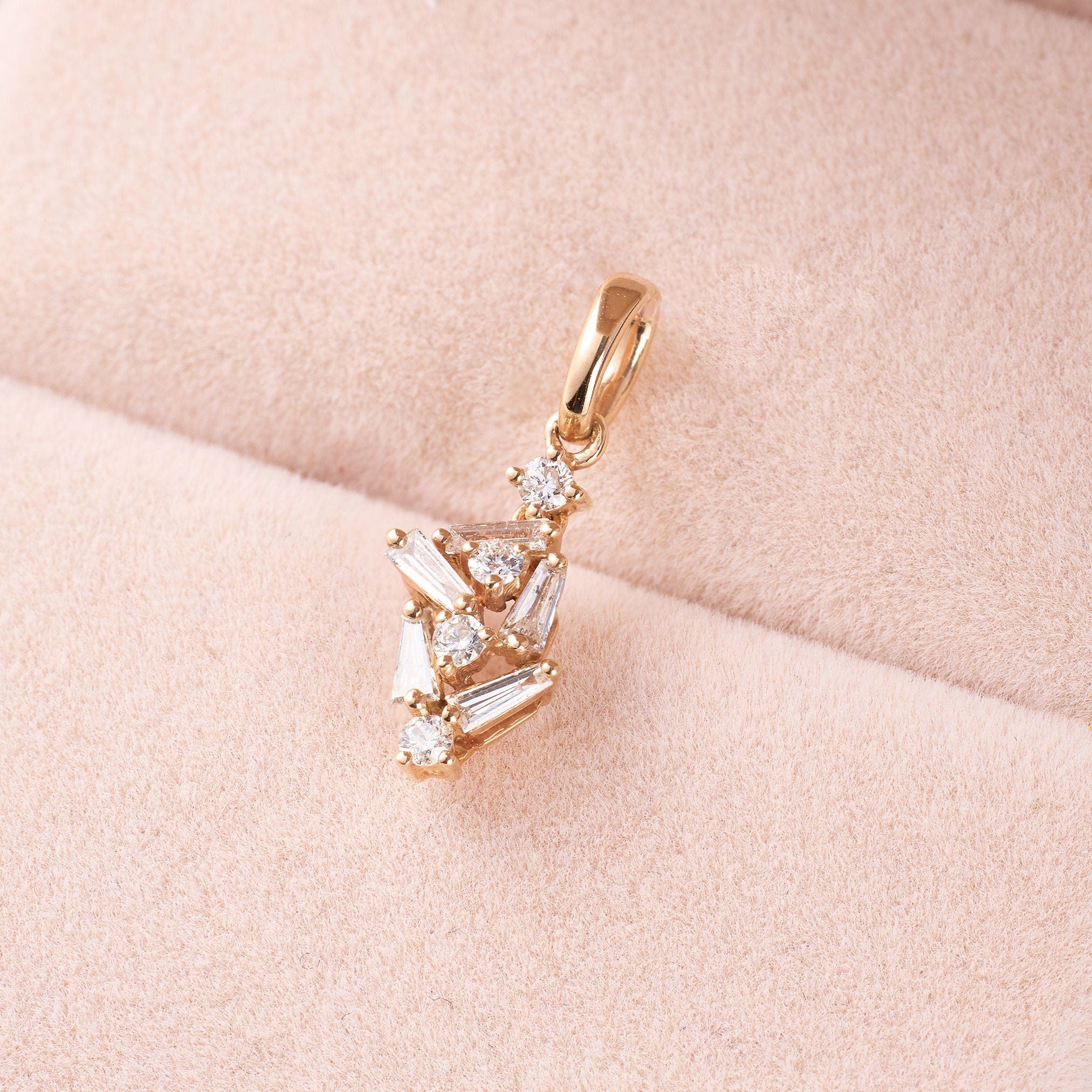 Cluster Pendant with Diamonds & Sapphires - Jewelry And Store